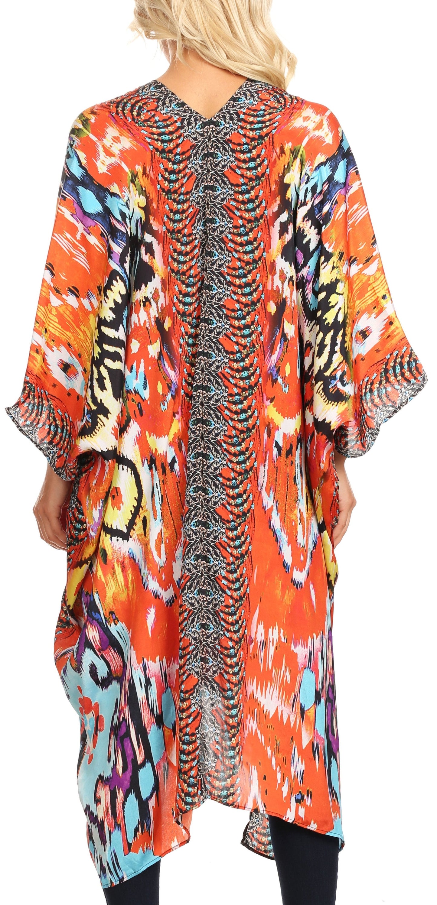 Sakkas Alvita Women's V Neck Beach Dress Top Caftan Cover up with Rhinestones - Concordia Style Boutique