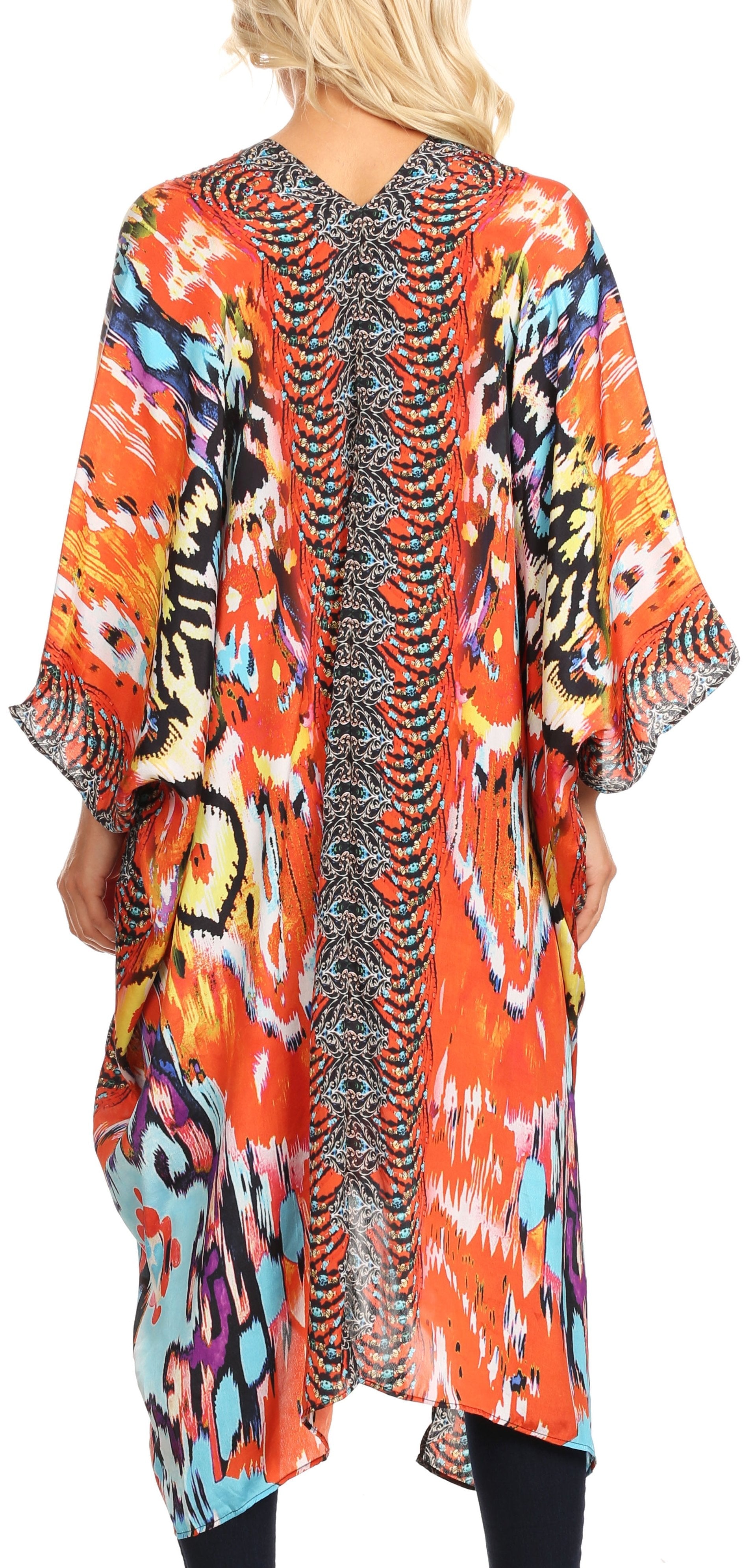 Sakkas Alvita Women's V Neck Beach Dress Top Caftan Cover up with Rhinestones - Concordia Style Boutique