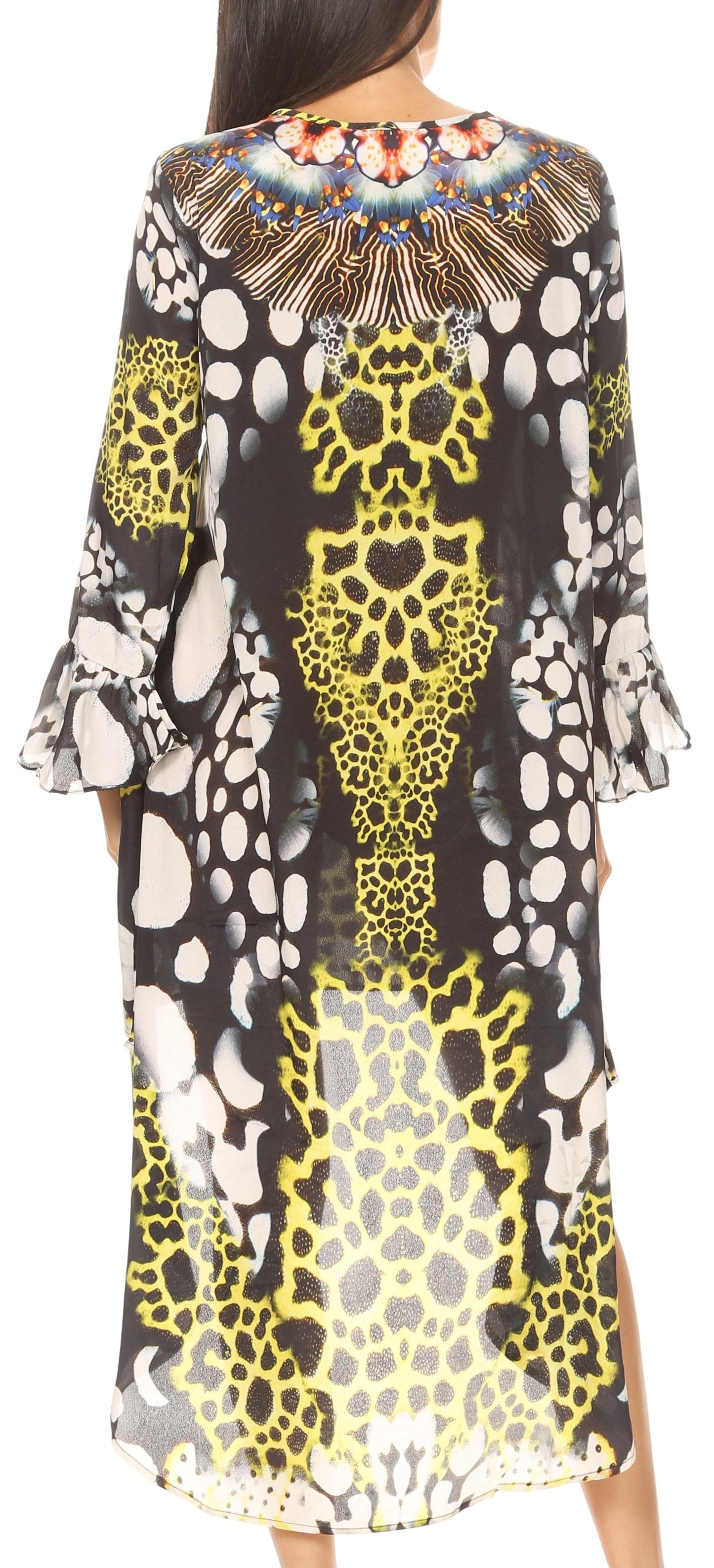 Sakkas Rema Women's Boho Shift Tunic High Low V-neck Long Sleeve Dress with Print - Concordia Style Boutique