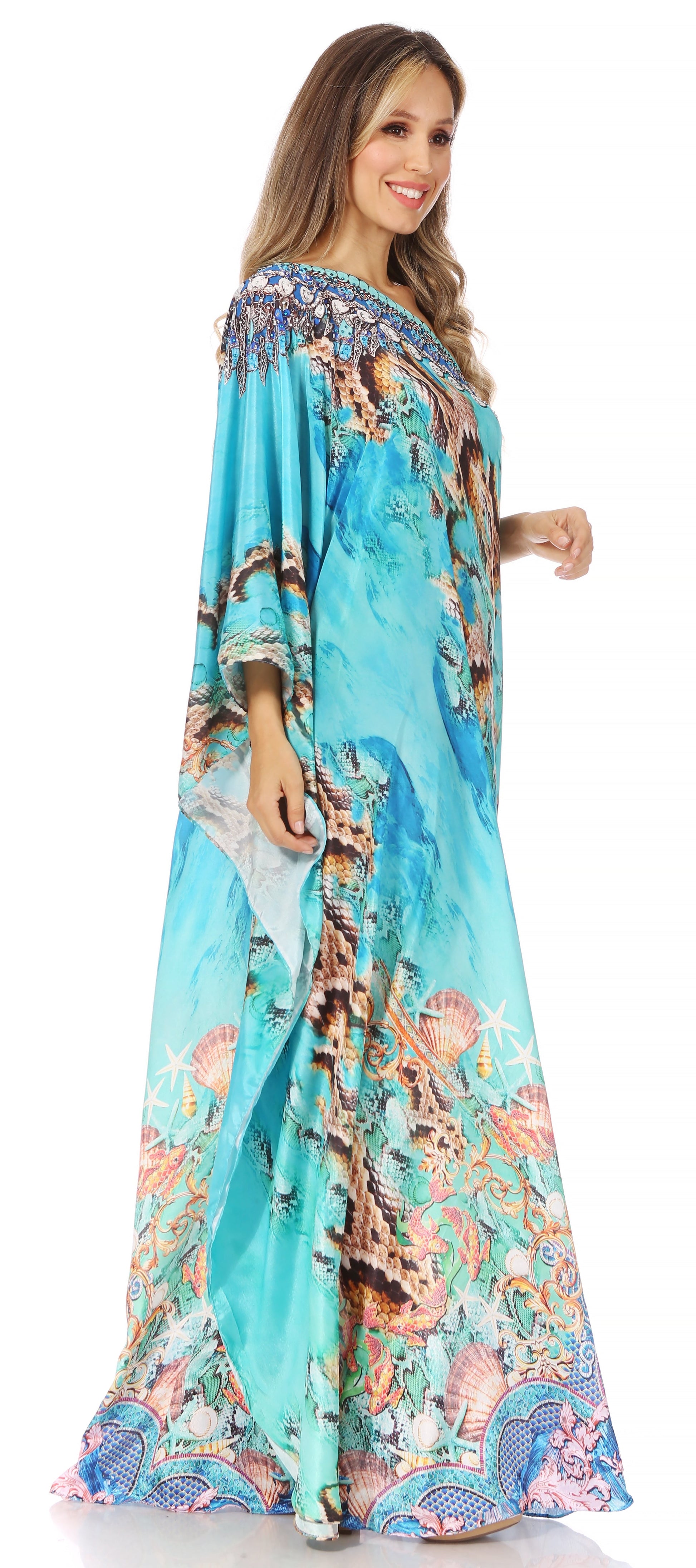Sakkas Dora Women's One Shoulder Short Sleeve Casual Elegant Maxi Dress with Print - Concordia Style Boutique
