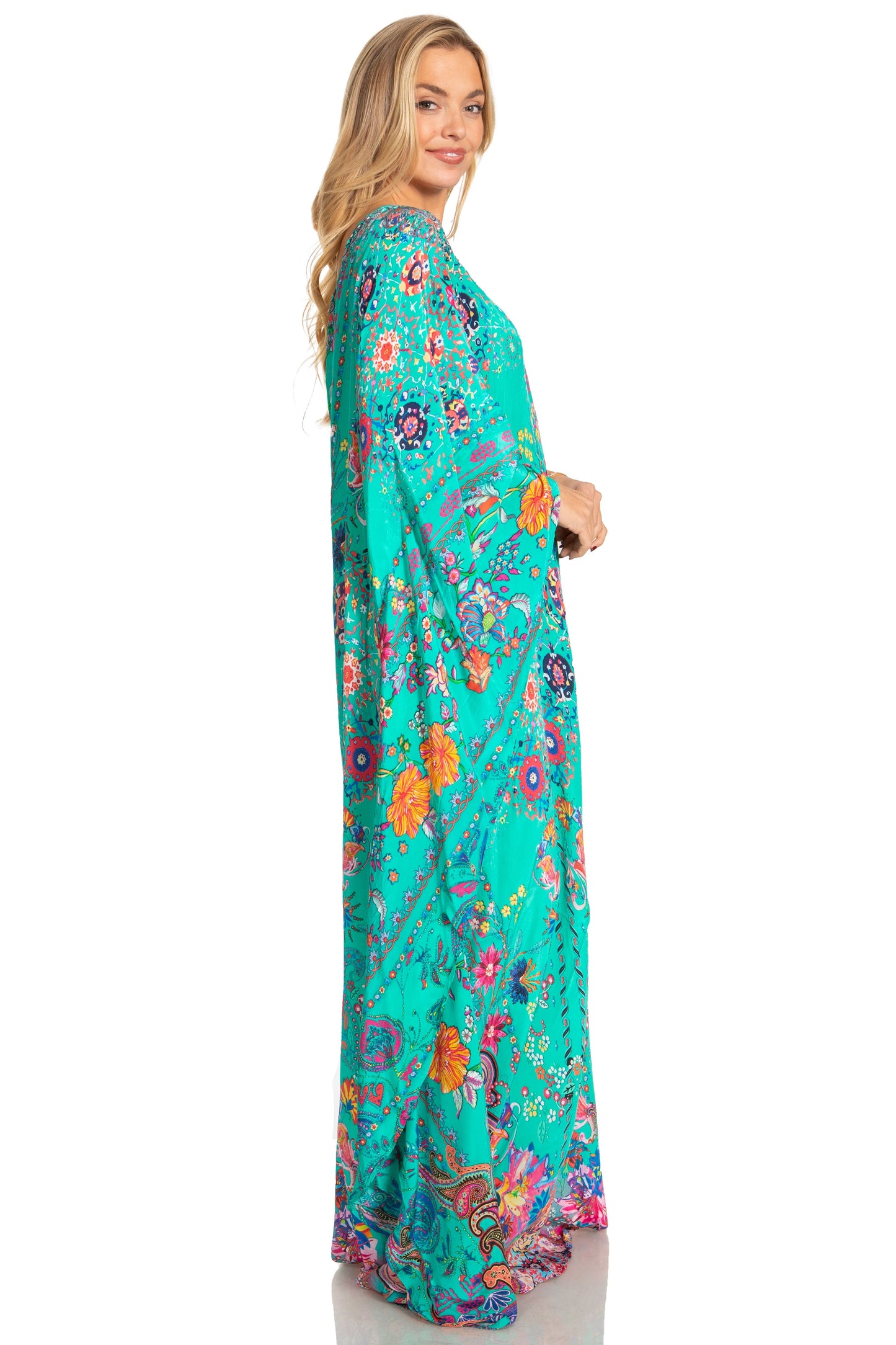 Sakkas Dora Women's One Shoulder Short Sleeve Casual Elegant Maxi Dress with Print - Concordia Style Boutique