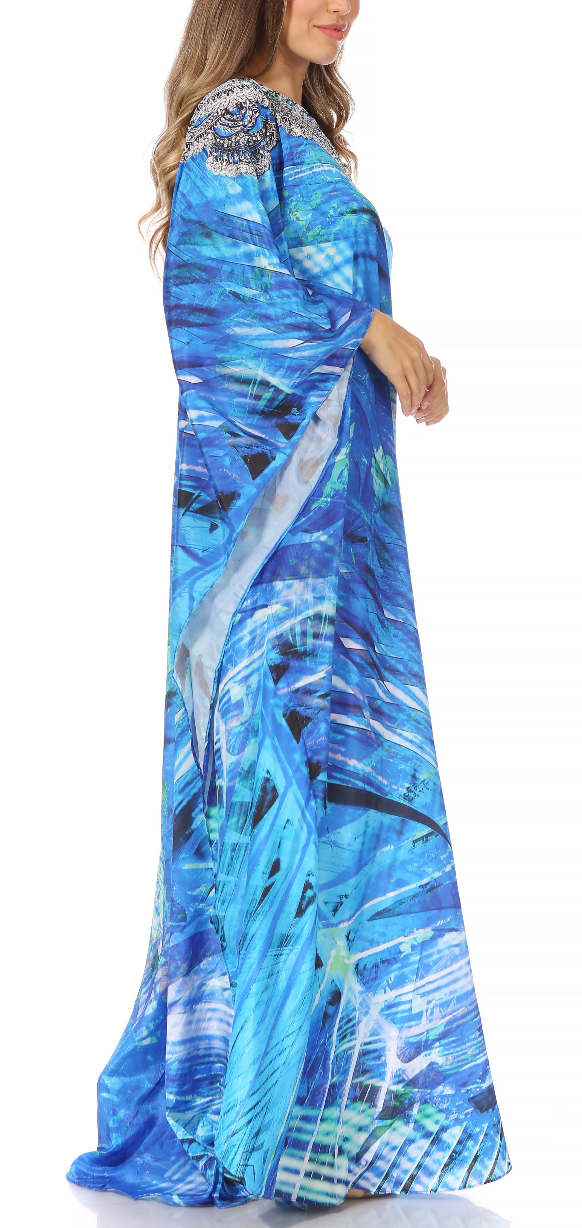 Sakkas Dora Women's One Shoulder Short Sleeve Casual Elegant Maxi Dress with Print - Concordia Style Boutique