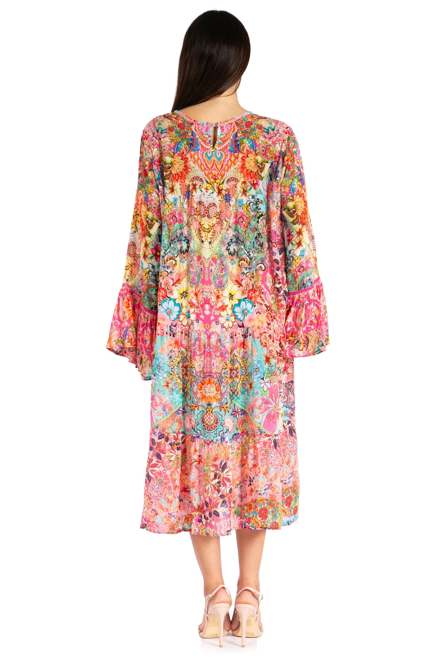 Sakkas Womens Ruffled Sleeves Scoop Neck Summer Short Tiered Dress/Loungewear - Concordia Style Boutique