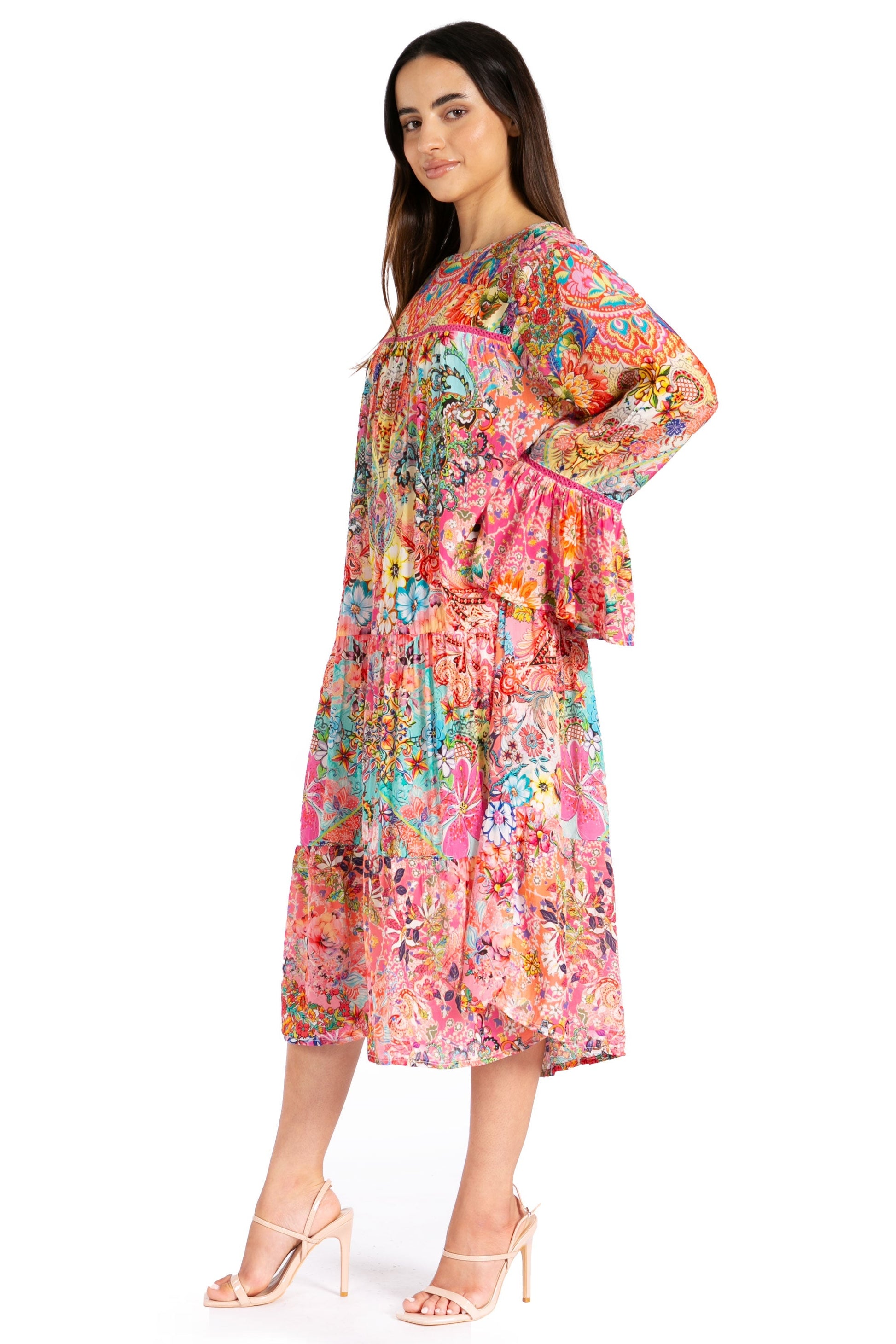 Sakkas Womens Ruffled Sleeves Scoop Neck Summer Short Tiered Dress/Loungewear - Concordia Style Boutique