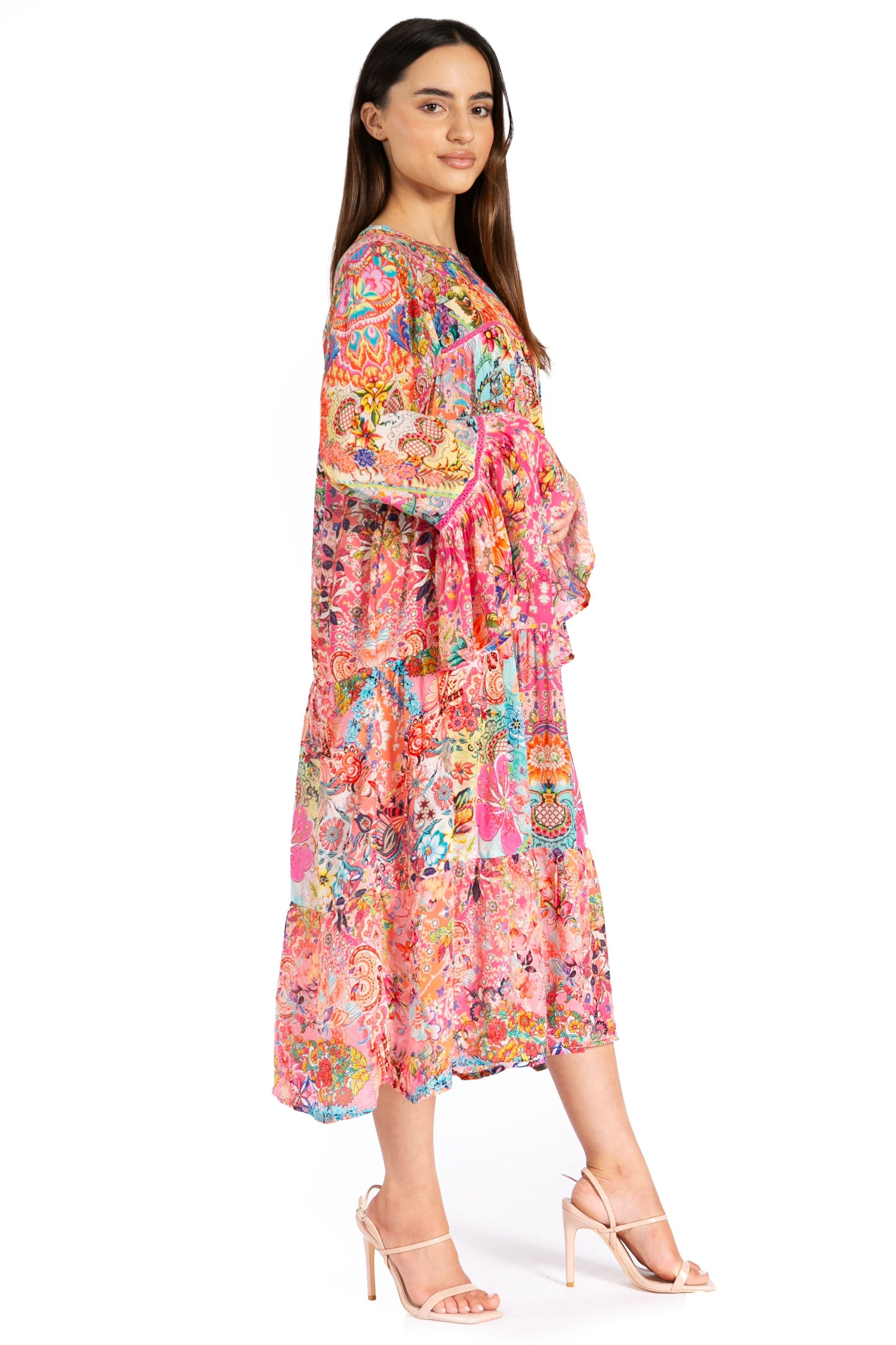 Sakkas Womens Ruffled Sleeves Scoop Neck Summer Short Tiered Dress/Loungewear - Concordia Style Boutique