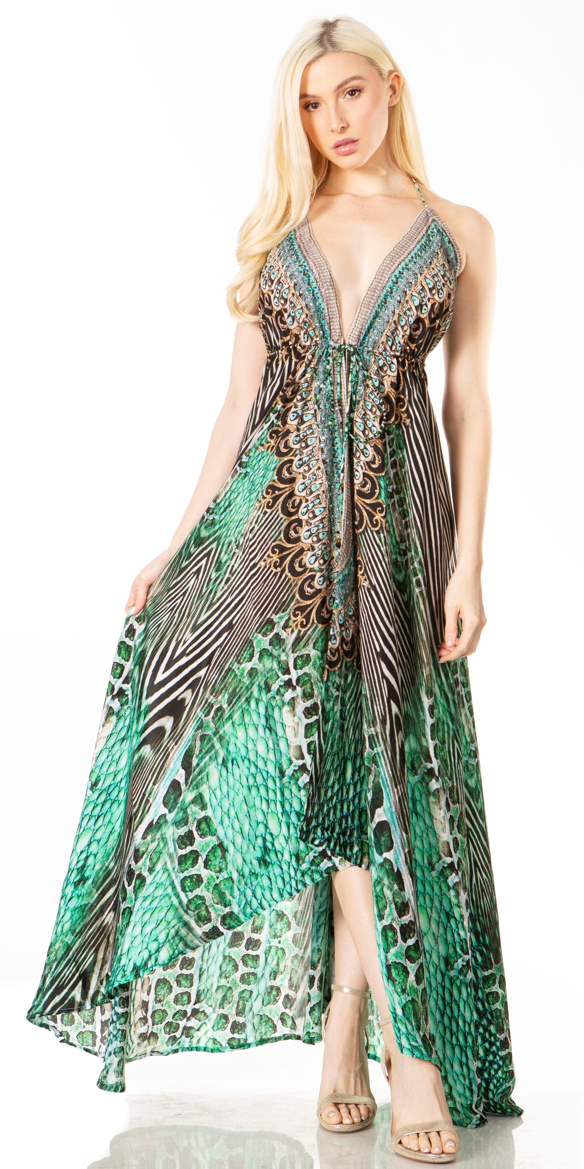 Sakkas Lizi 2 Women's High-Low Halter Maxi Dress for Beach and Vacation Parties - Concordia Style Boutique