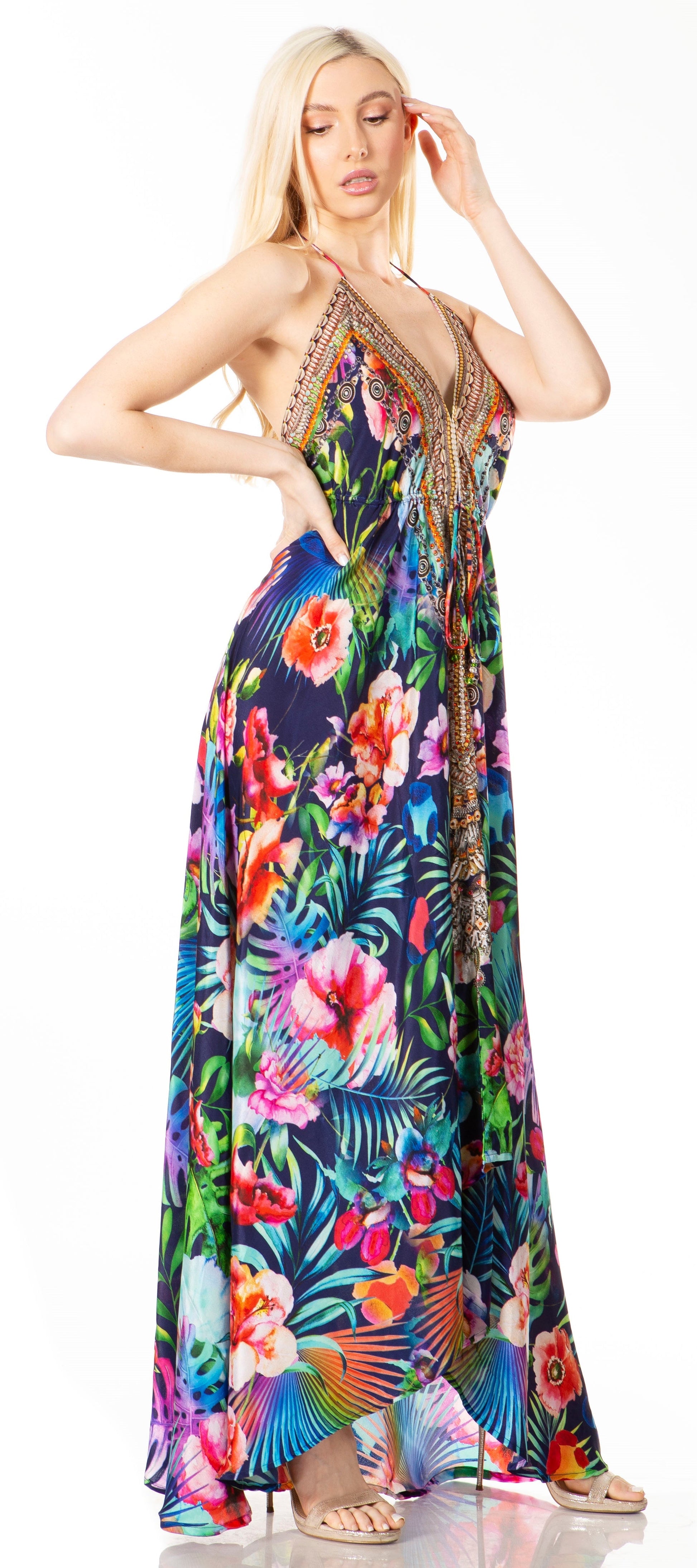 Sakkas Lizi 2 Women's High-Low Halter Maxi Dress for Beach and Vacation Parties - Concordia Style Boutique