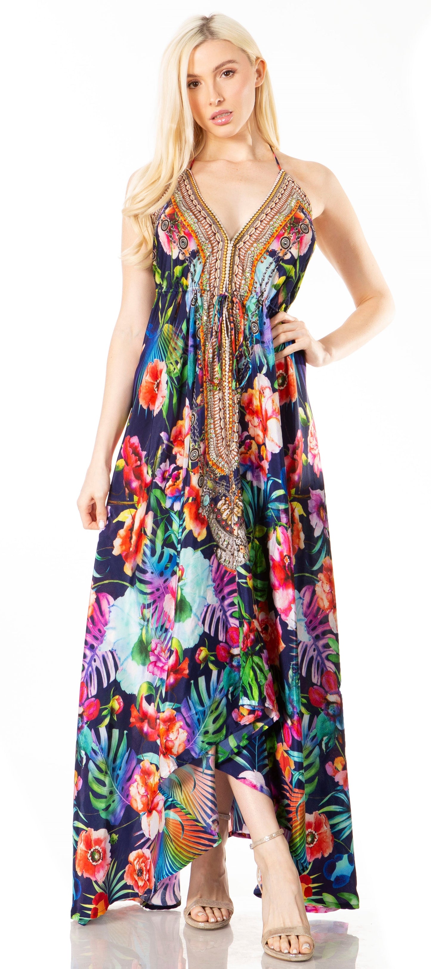 Sakkas Lizi 2 Women's High-Low Halter Maxi Dress for Beach and Vacation Parties - Concordia Style Boutique
