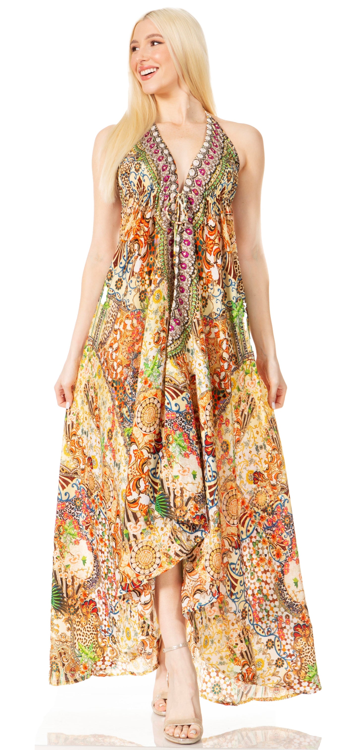 Sakkas Lizi 2 Women's High-Low Halter Maxi Dress for Beach and Vacation Parties - Concordia Style Boutique