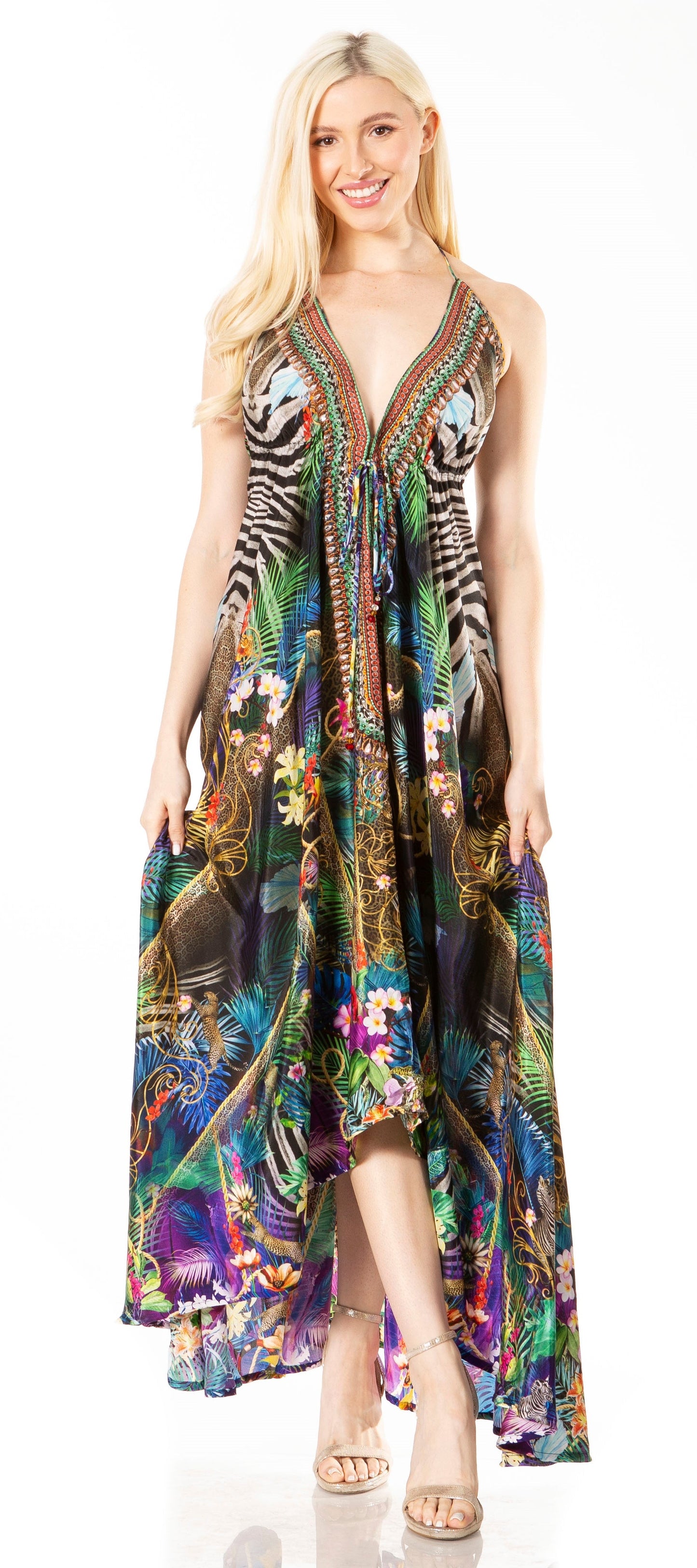Sakkas Lizi 2 Women's High-Low Halter Maxi Dress for Beach and Vacation Parties - Concordia Style Boutique