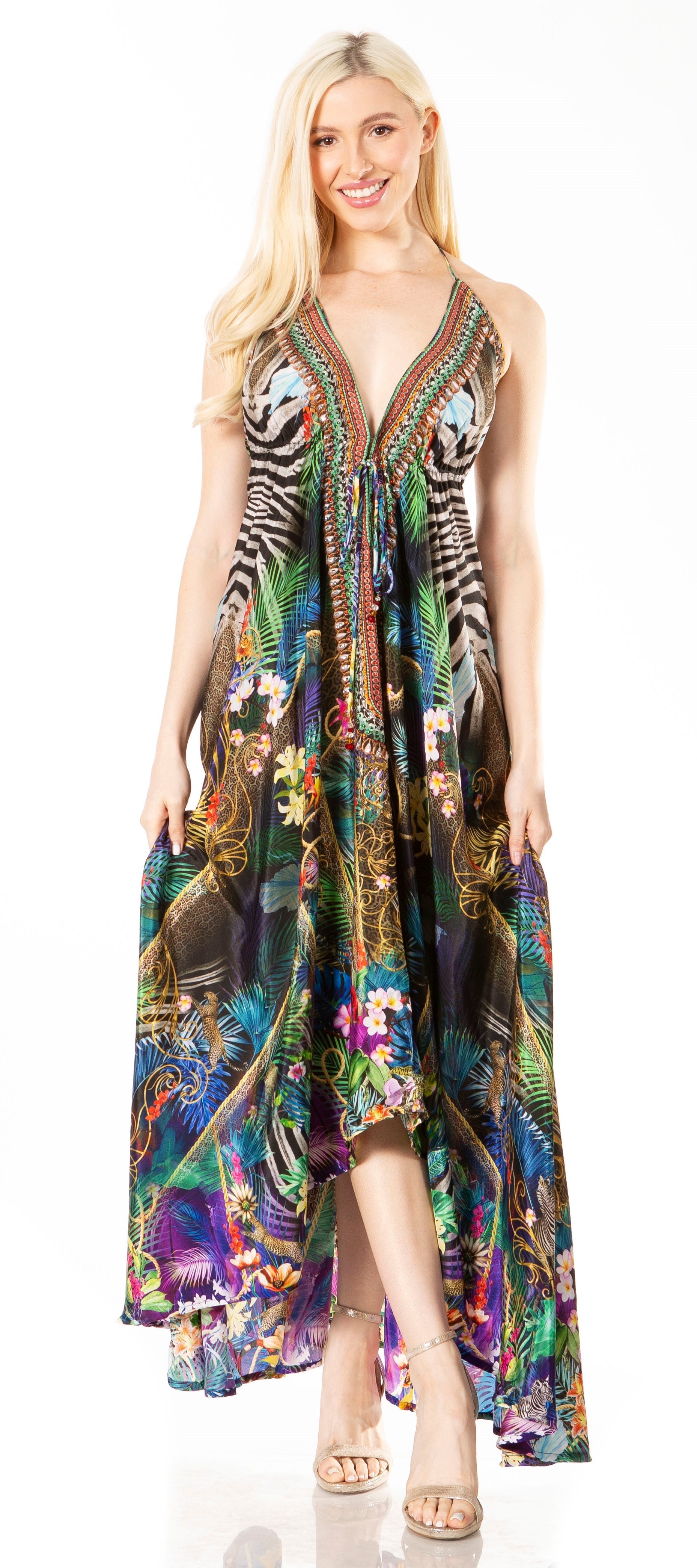 Sakkas Lizi 2 Women's High-Low Halter Maxi Dress for Beach and Vacation Parties - Concordia Style Boutique