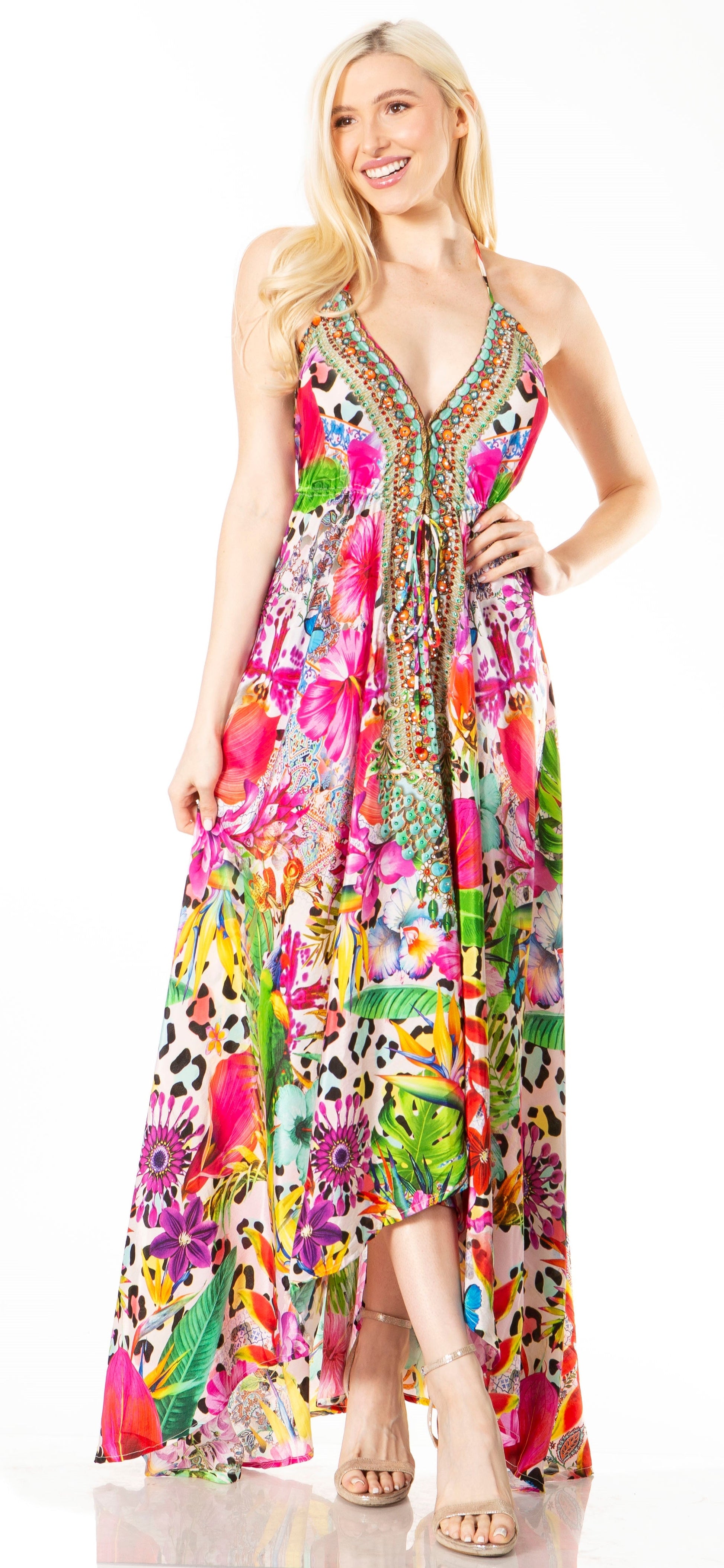 Sakkas Lizi 2 Women's High-Low Halter Maxi Dress for Beach and Vacation Parties - Concordia Style Boutique