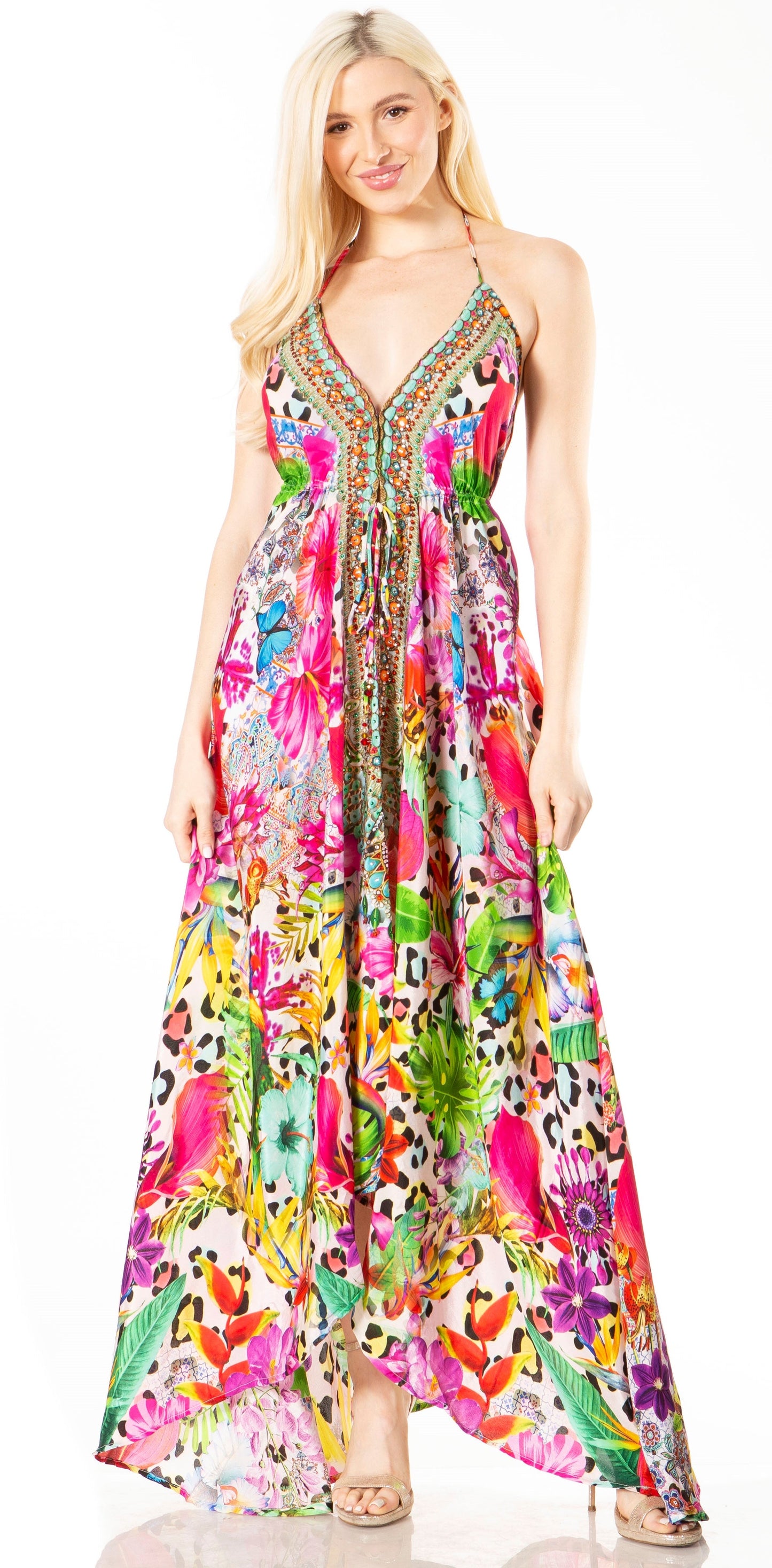 Sakkas Lizi 2 Women's High-Low Halter Maxi Dress for Beach and Vacation Parties - Concordia Style Boutique