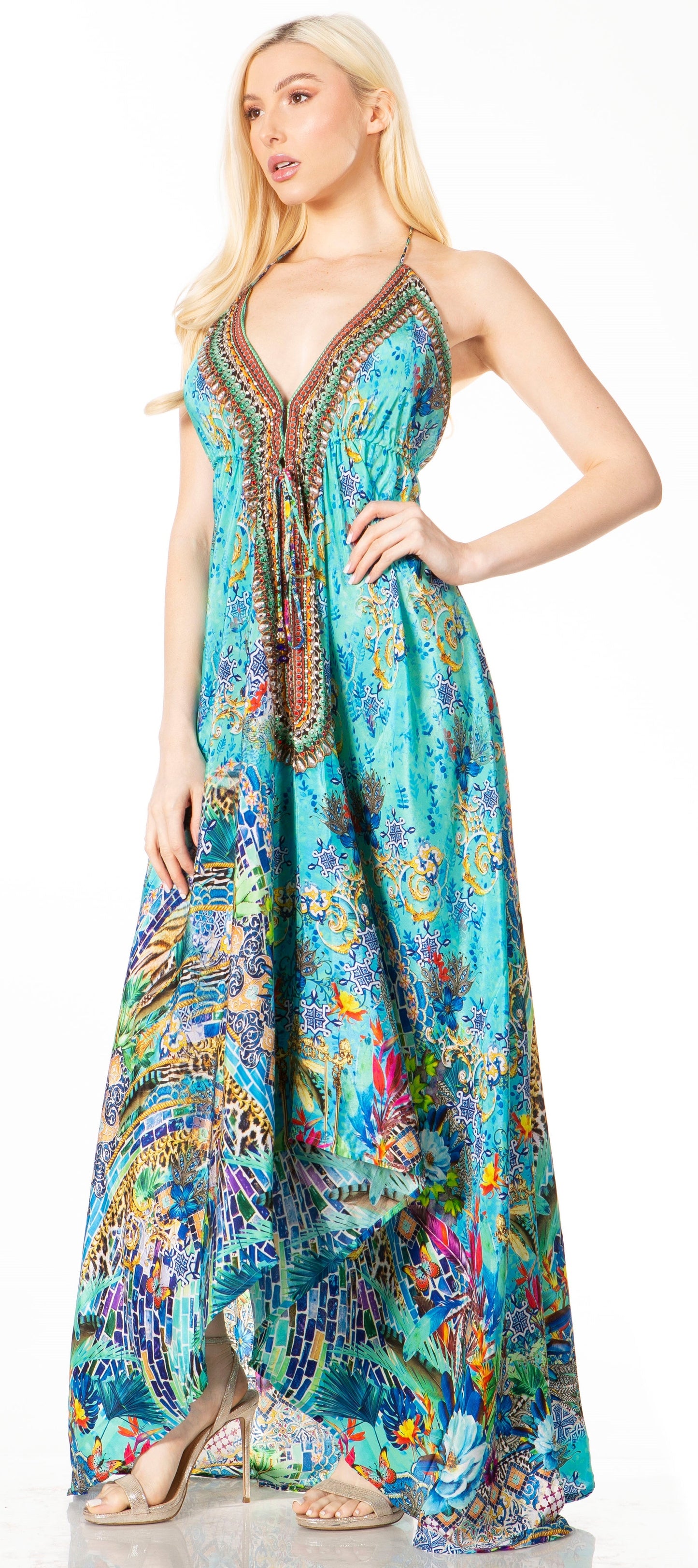 Sakkas Lizi 2 Women's High-Low Halter Maxi Dress for Beach and Vacation Parties - Concordia Style Boutique