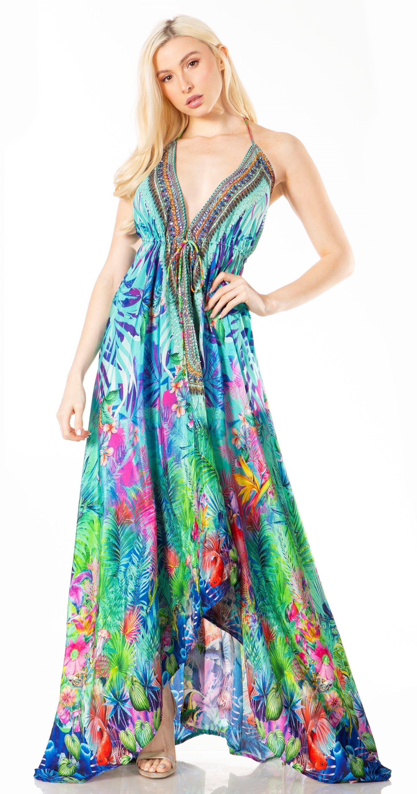 Sakkas Lizi 2 Women's High-Low Halter Maxi Dress for Beach and Vacation Parties - Concordia Style Boutique