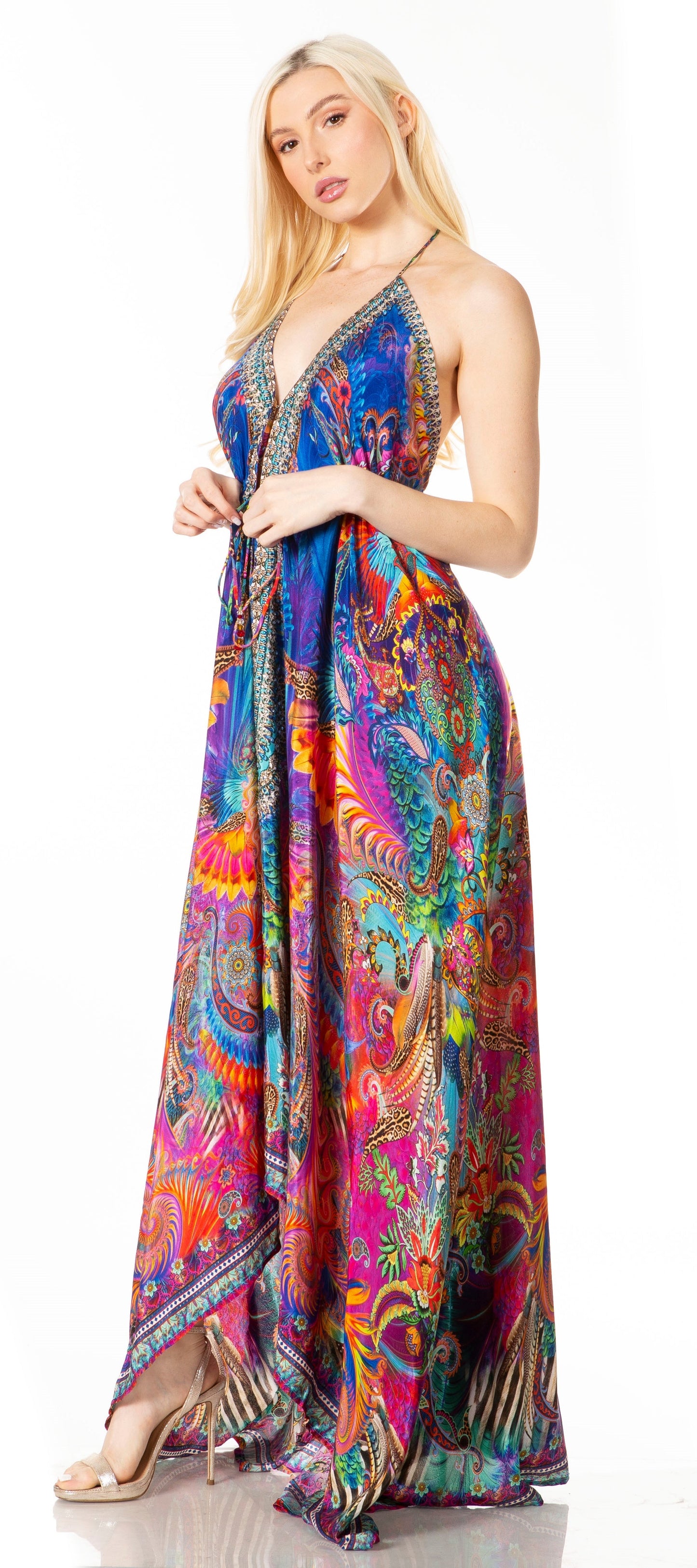 Sakkas Lizi 2 Women's High-Low Halter Maxi Dress for Beach and Vacation Parties - Concordia Style Boutique