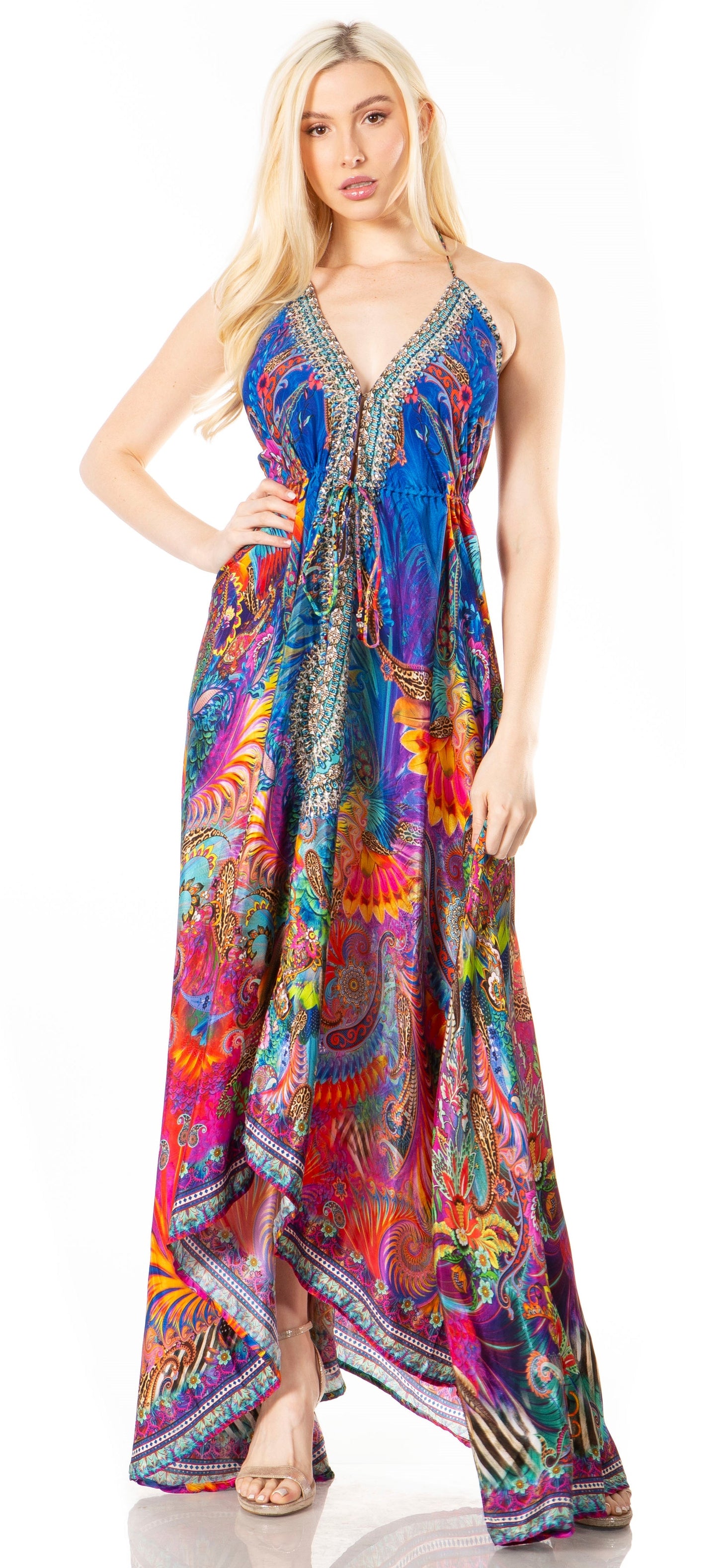 Sakkas Lizi 2 Women's High-Low Halter Maxi Dress for Beach and Vacation Parties - Concordia Style Boutique