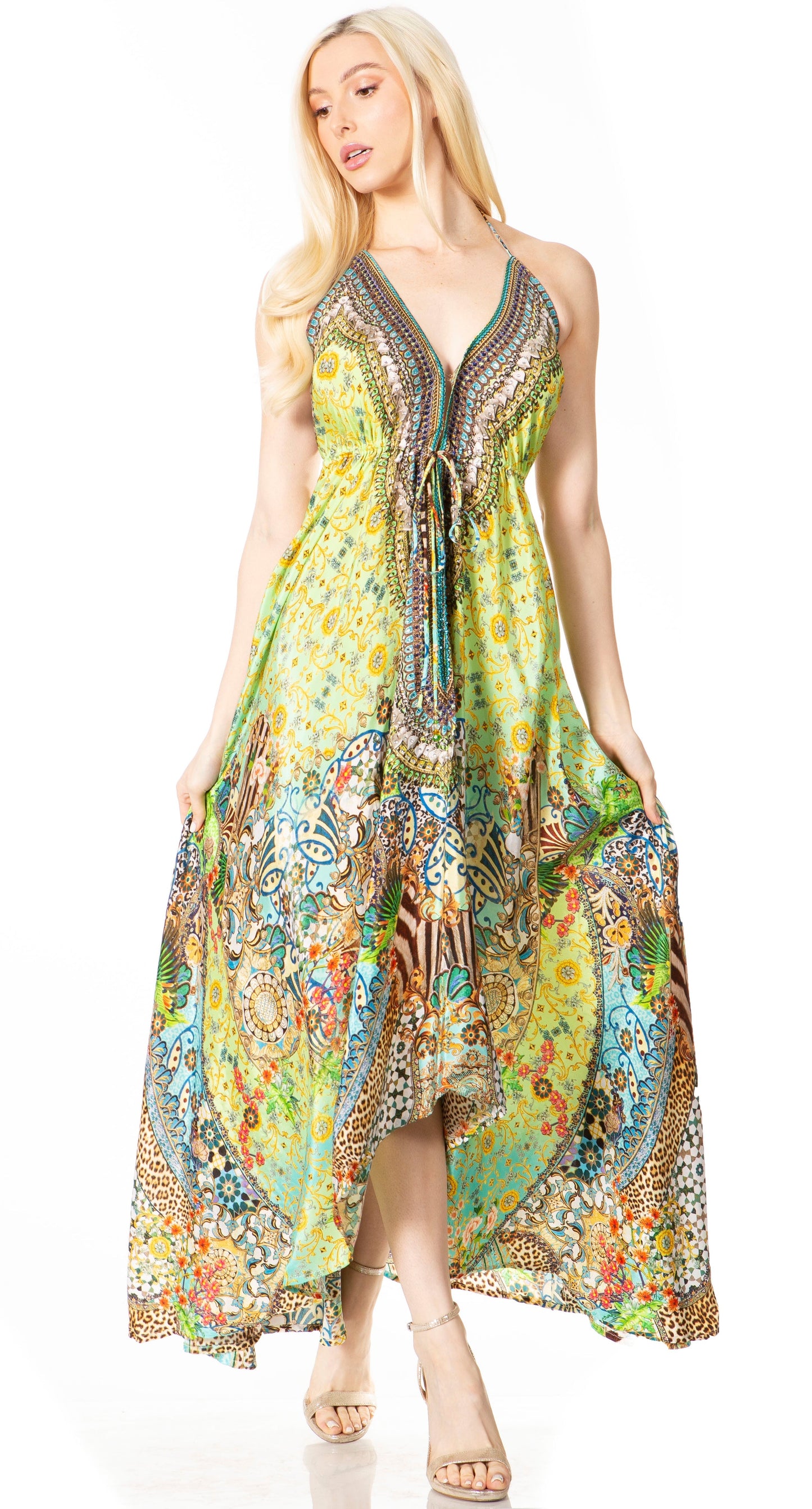 Sakkas Lizi 2 Women's High-Low Halter Maxi Dress for Beach and Vacation Parties - Concordia Style Boutique