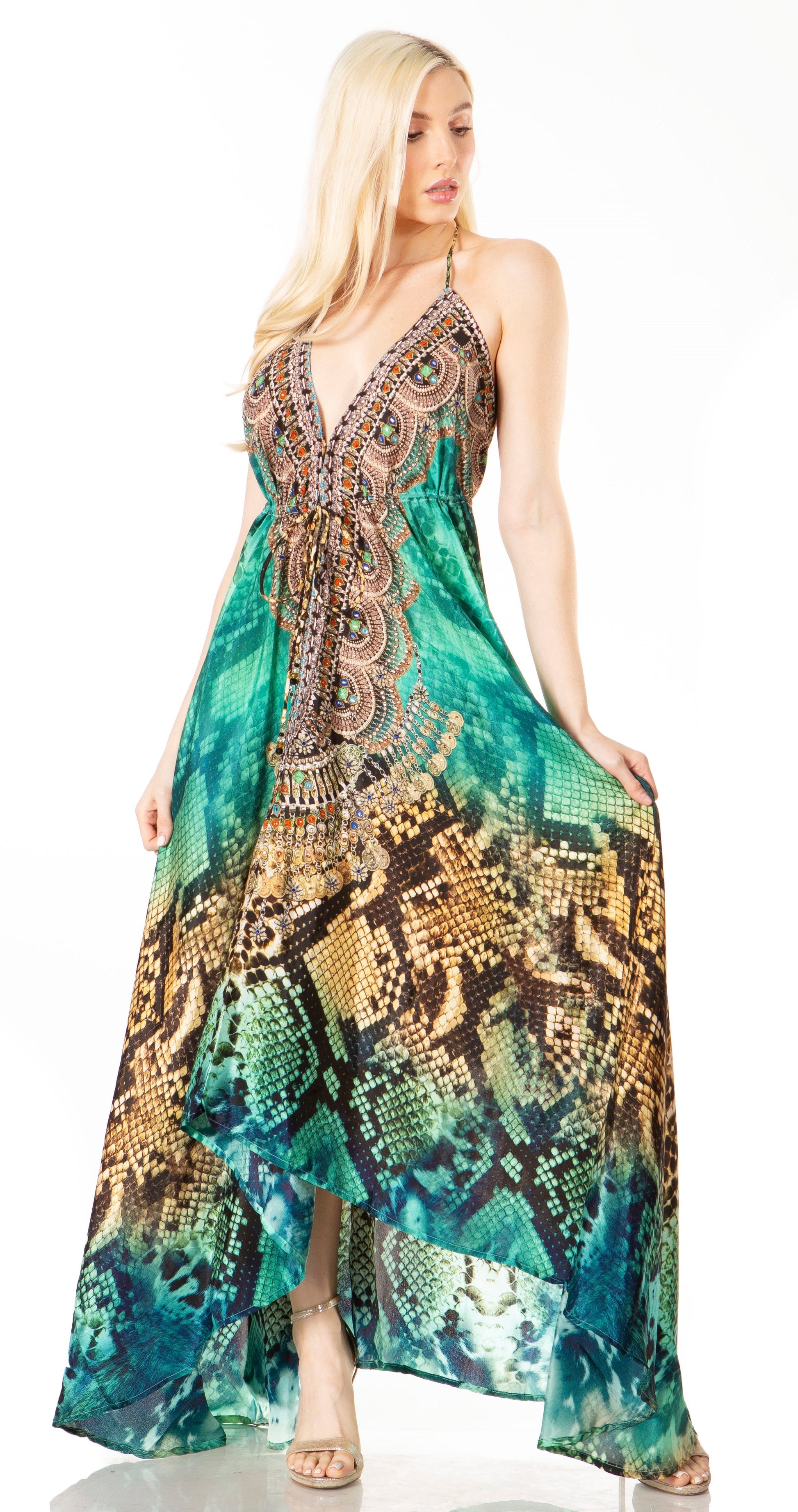 Sakkas Lizi 2 Women's High-Low Halter Maxi Dress for Beach and Vacation Parties - Concordia Style Boutique