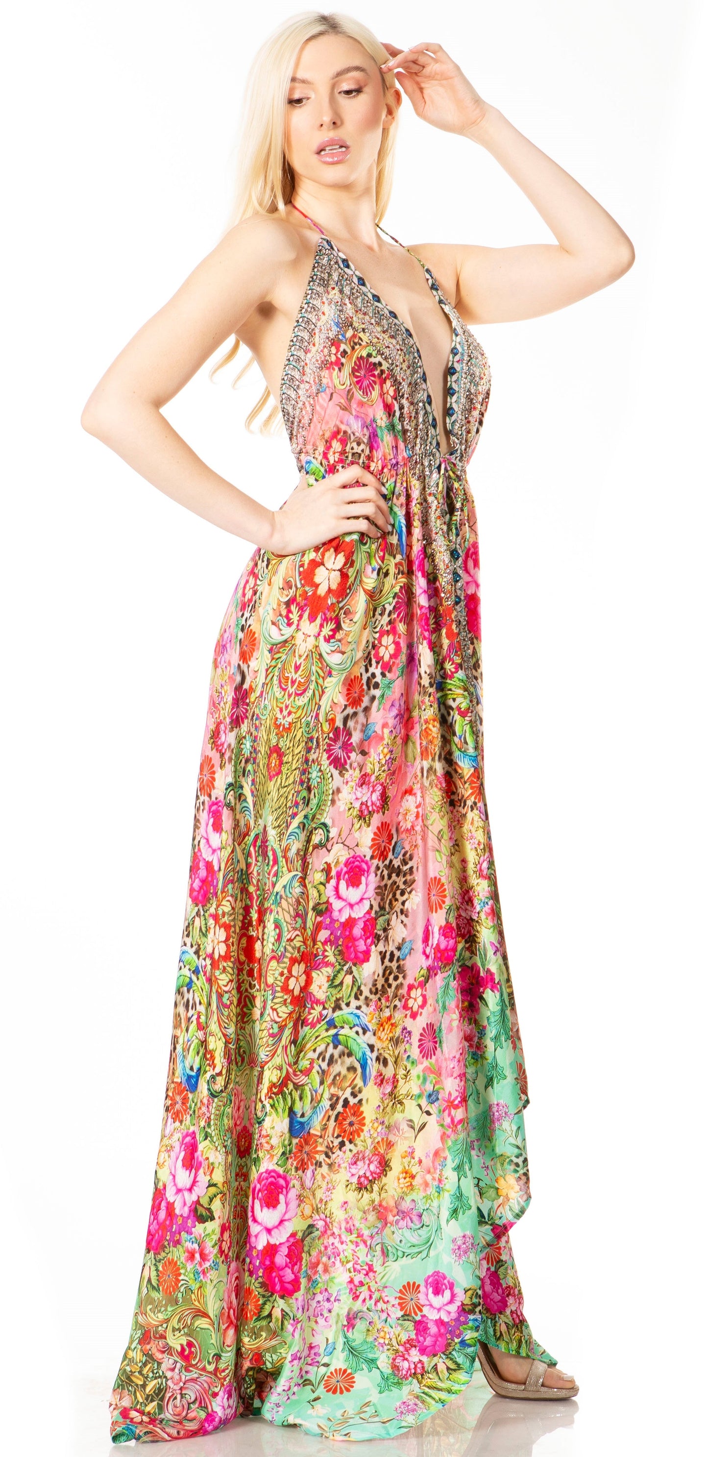 Sakkas Lizi 2 Women's High-Low Halter Maxi Dress for Beach and Vacation Parties - Concordia Style Boutique