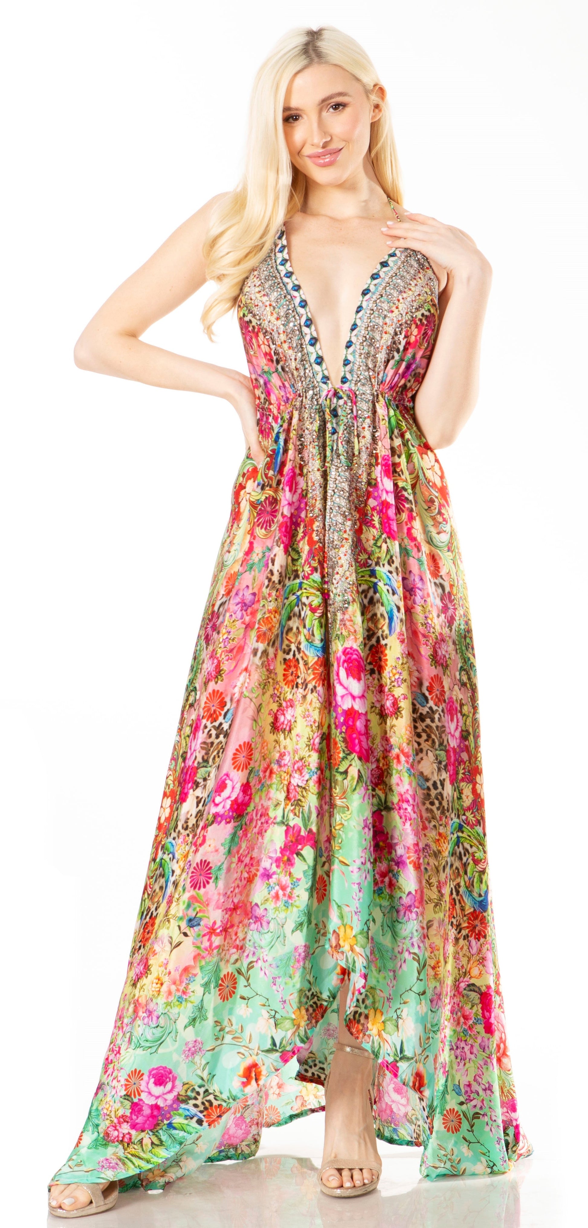 Sakkas Lizi 2 Women's High-Low Halter Maxi Dress for Beach and Vacation Parties - Concordia Style Boutique