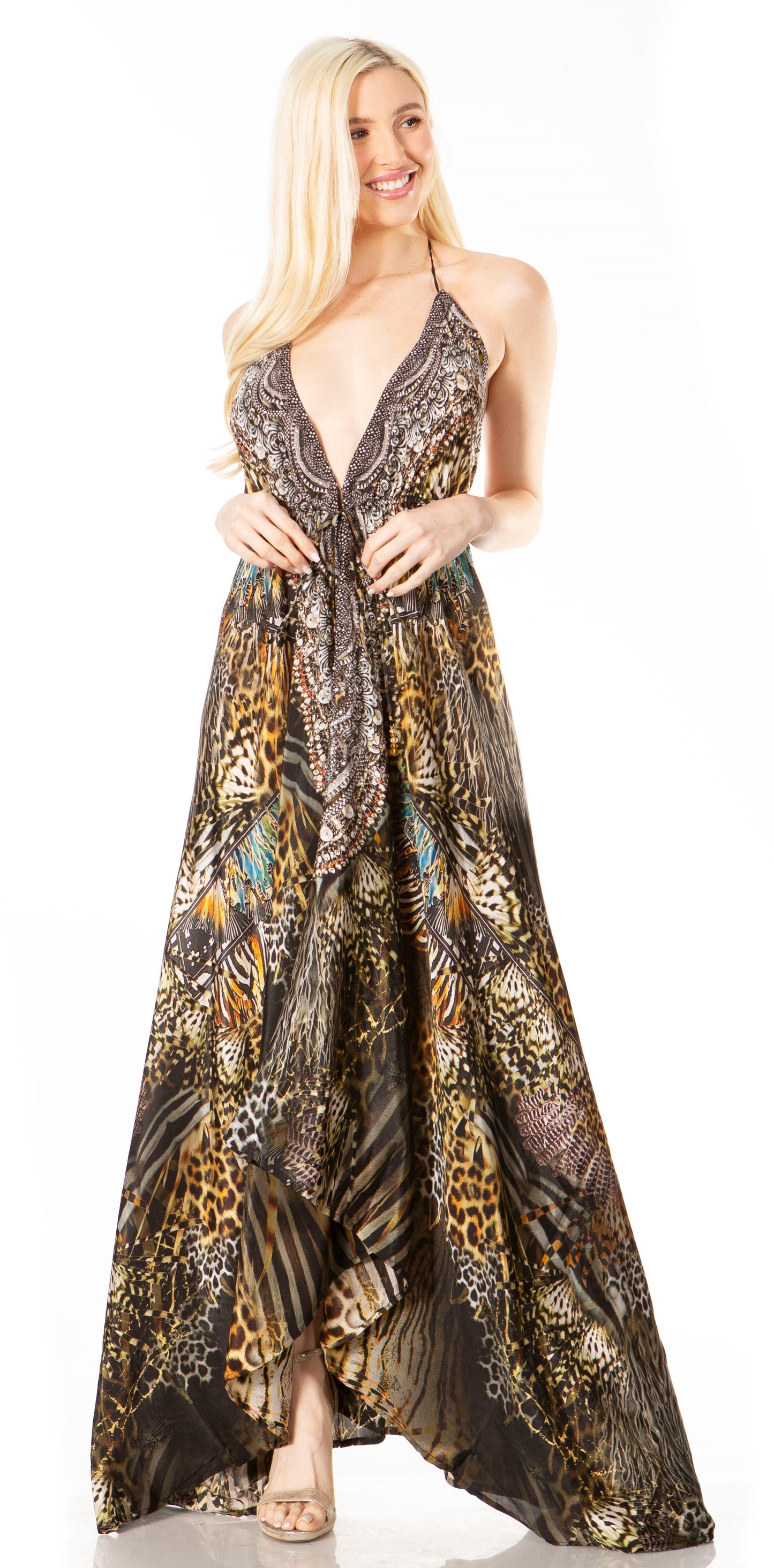 Sakkas Lizi 2 Women's High-Low Halter Maxi Dress for Beach and Vacation Parties - Concordia Style Boutique