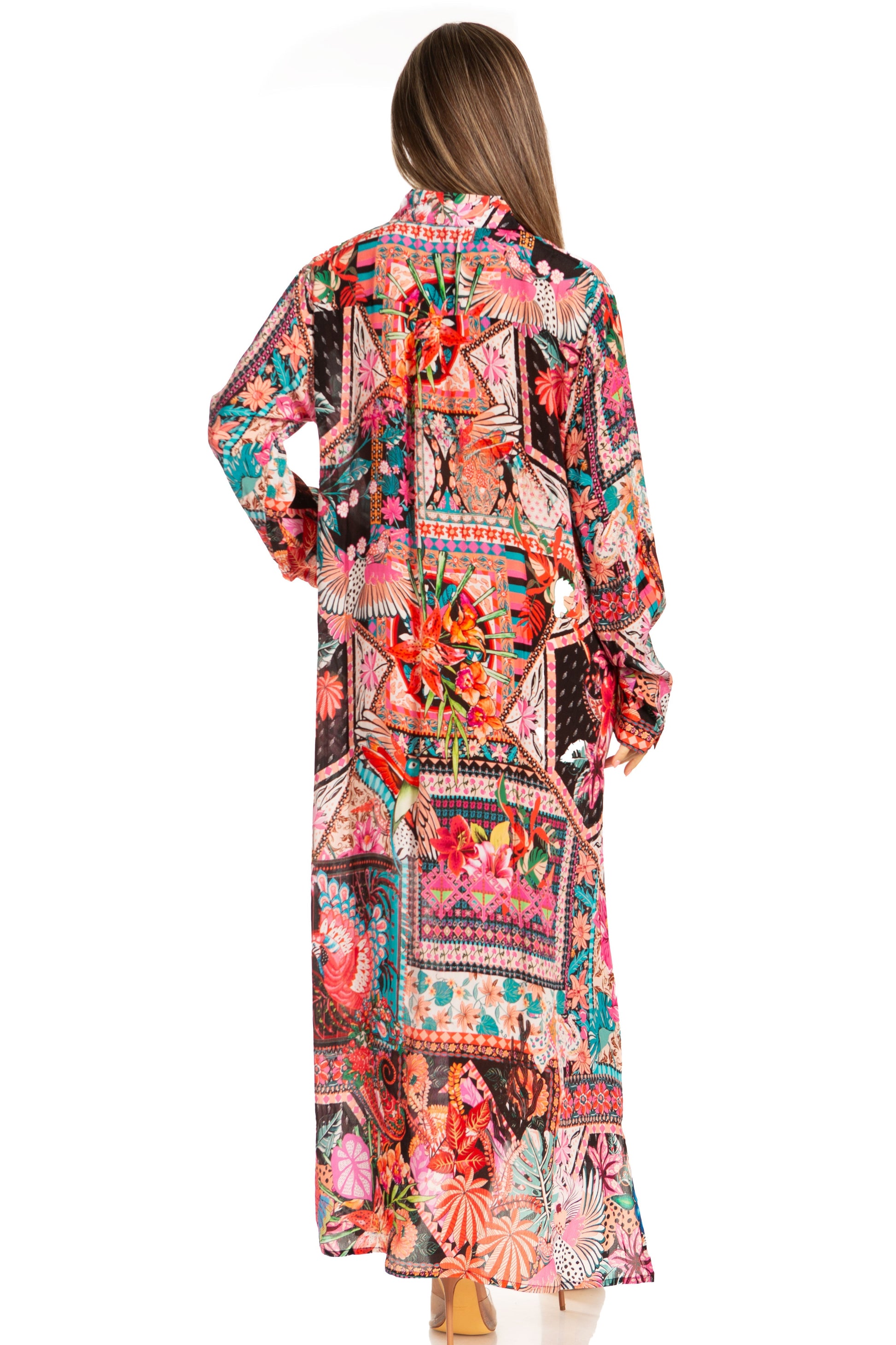Sakkas Womens Long Sleeves Button Down Spring/Summer Maxi Shirt dress/Beachwear - Concordia Style Boutique