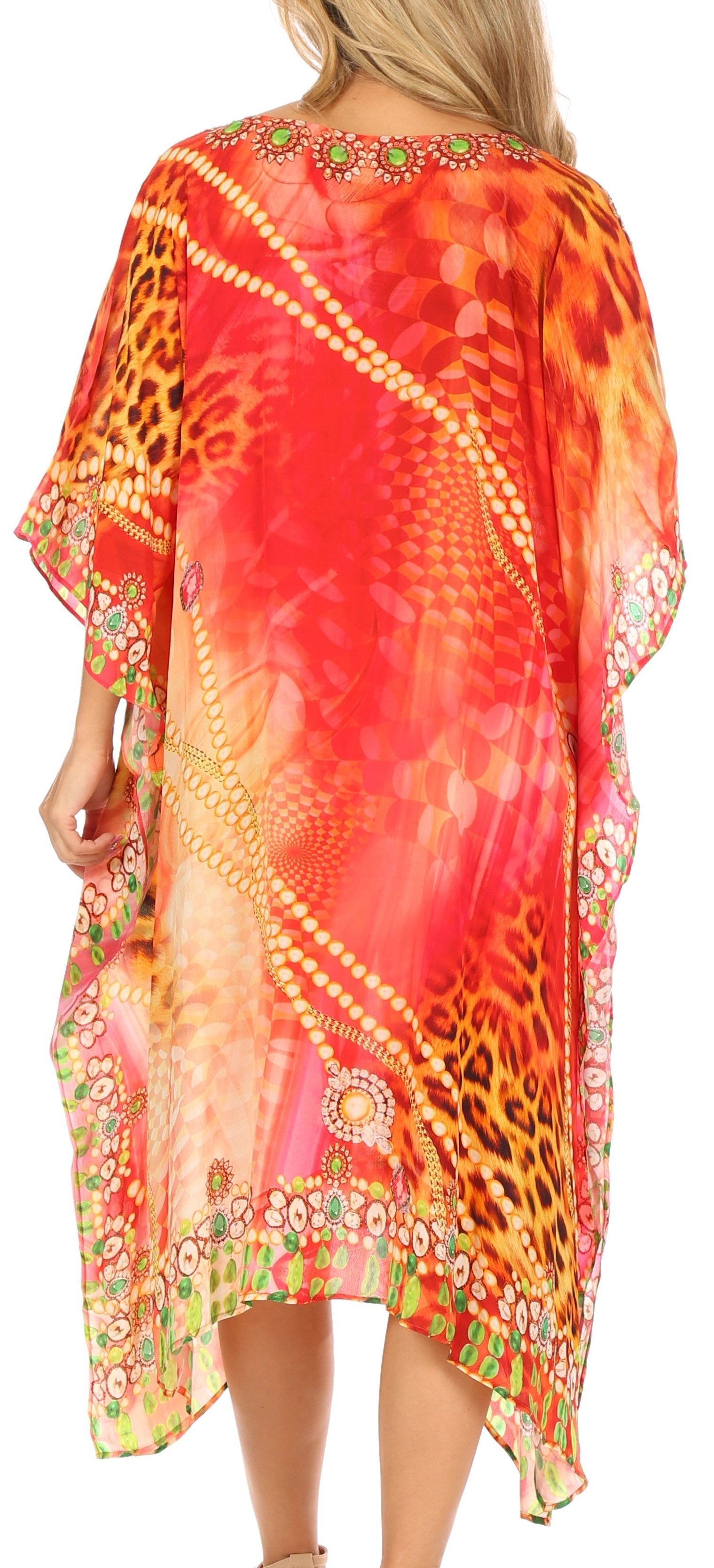Sakkas MiuMiu Ligthweight Summer Printed Short Caftan Dress / Cover Up - Concordia Style Boutique