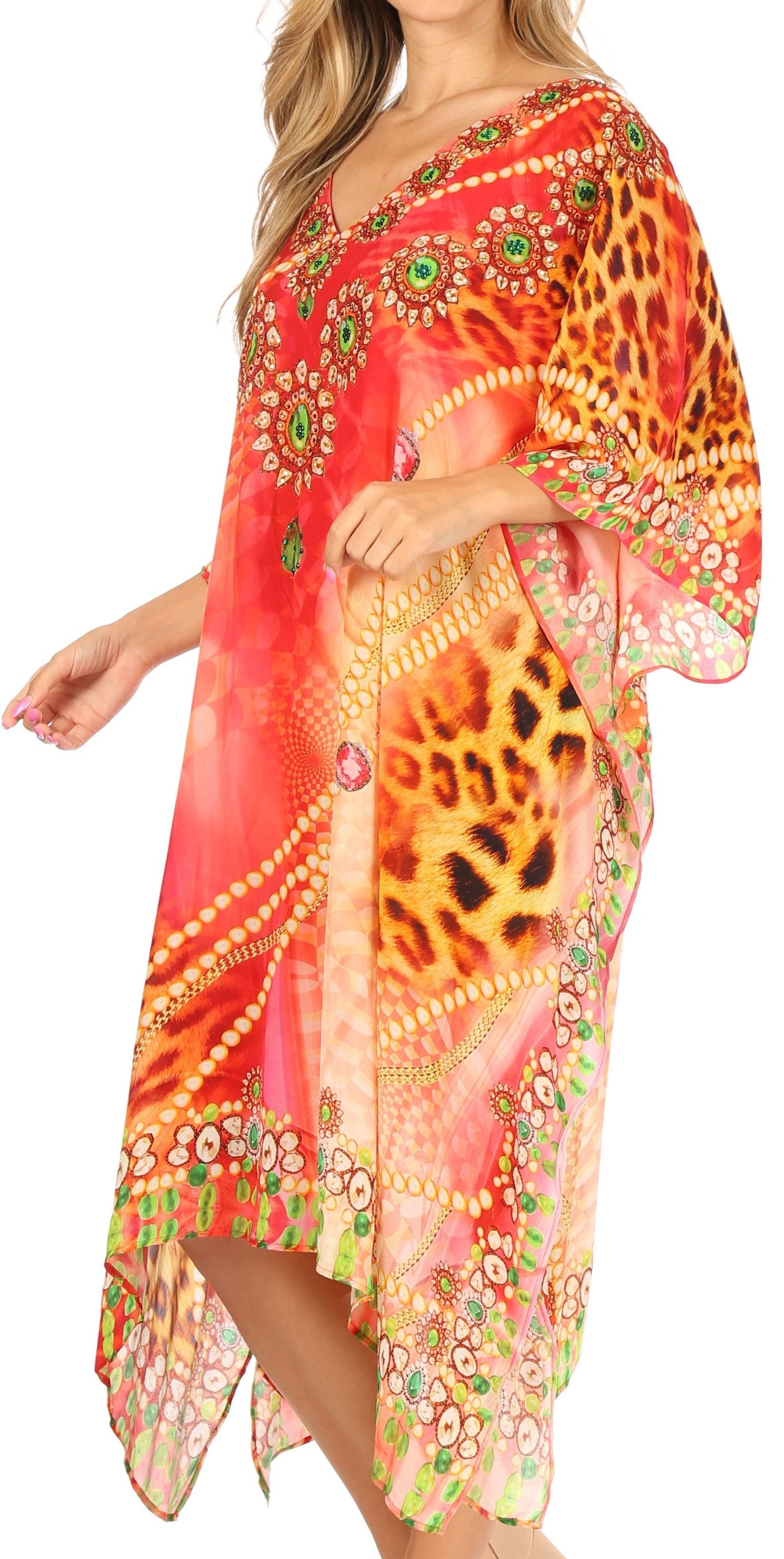 Sakkas MiuMiu Ligthweight Summer Printed Short Caftan Dress / Cover Up - Concordia Style Boutique