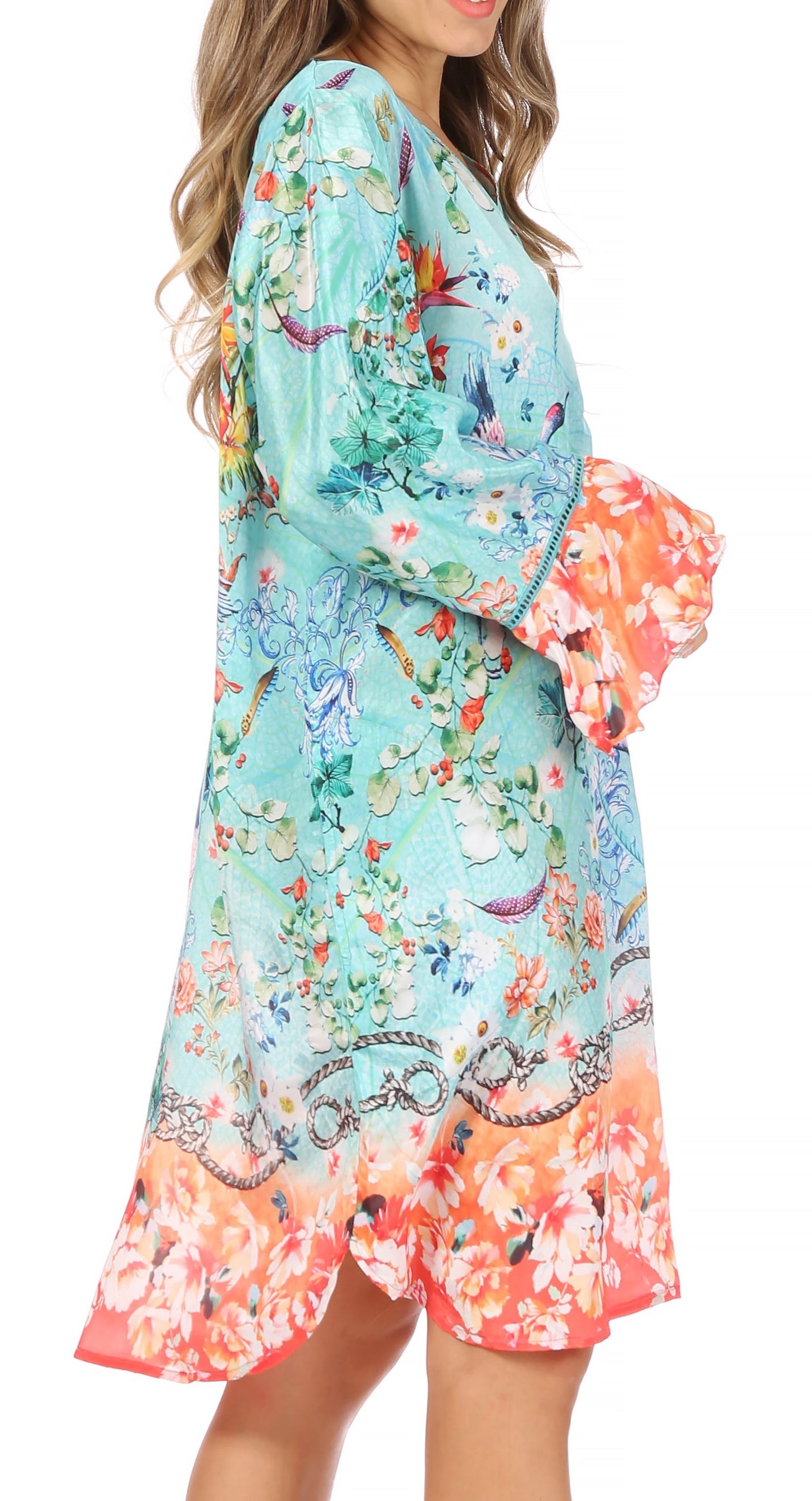 Sakkas Ximena Women's Floral Boho Cocktail Dress Tunic Cover-up V neck Summer - Concordia Style Boutique