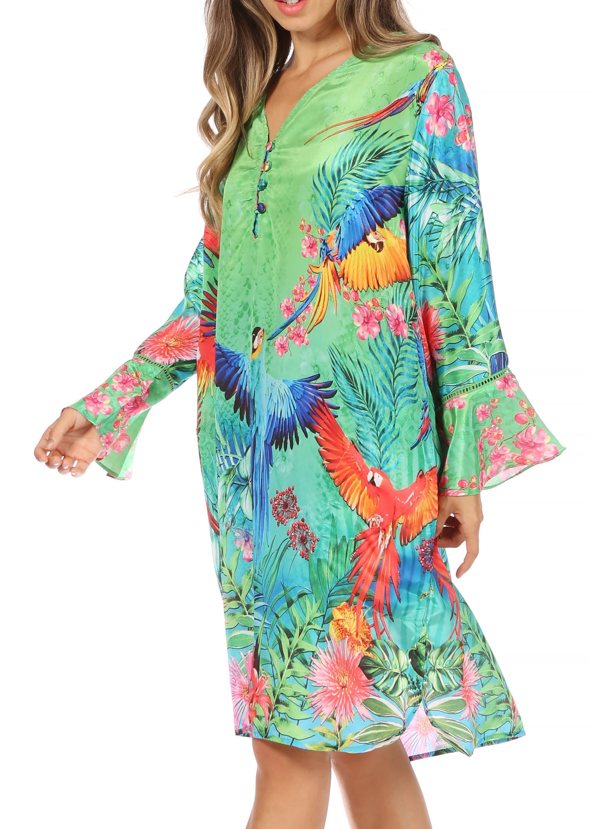 Sakkas Ximena Women's Floral Boho Cocktail Dress Tunic Cover-up V neck Summer - Concordia Style Boutique