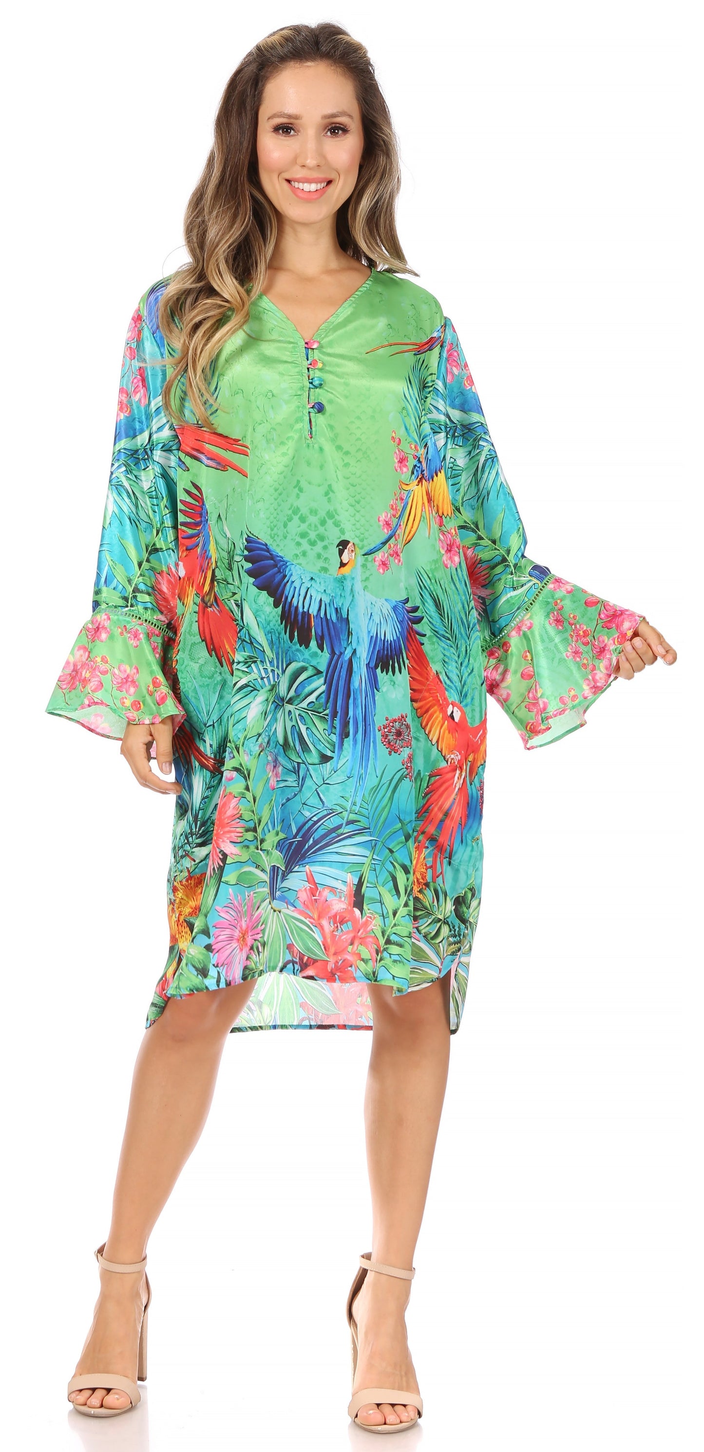 Sakkas Ximena Women's Floral Boho Cocktail Dress Tunic Cover-up V neck Summer - Concordia Style Boutique