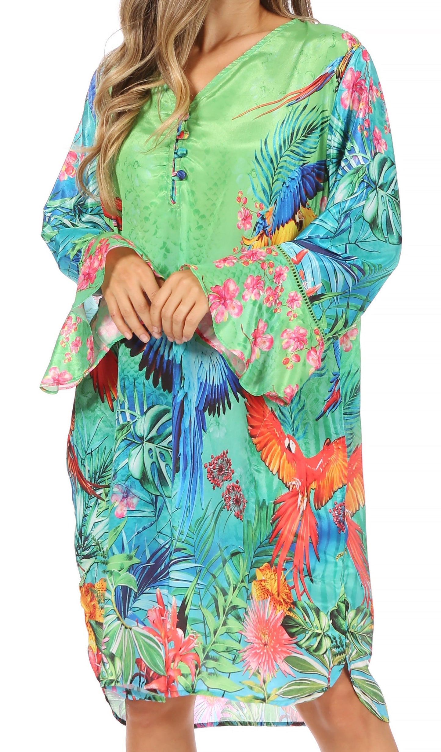 Sakkas Ximena Women's Floral Boho Cocktail Dress Tunic Cover-up V neck Summer - Concordia Style Boutique