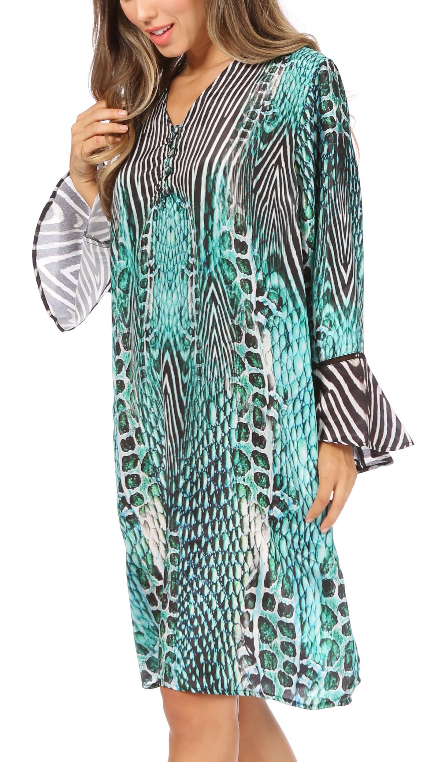 Sakkas Ximena Women's Floral Boho Cocktail Dress Tunic Cover-up V neck Summer - Concordia Style Boutique