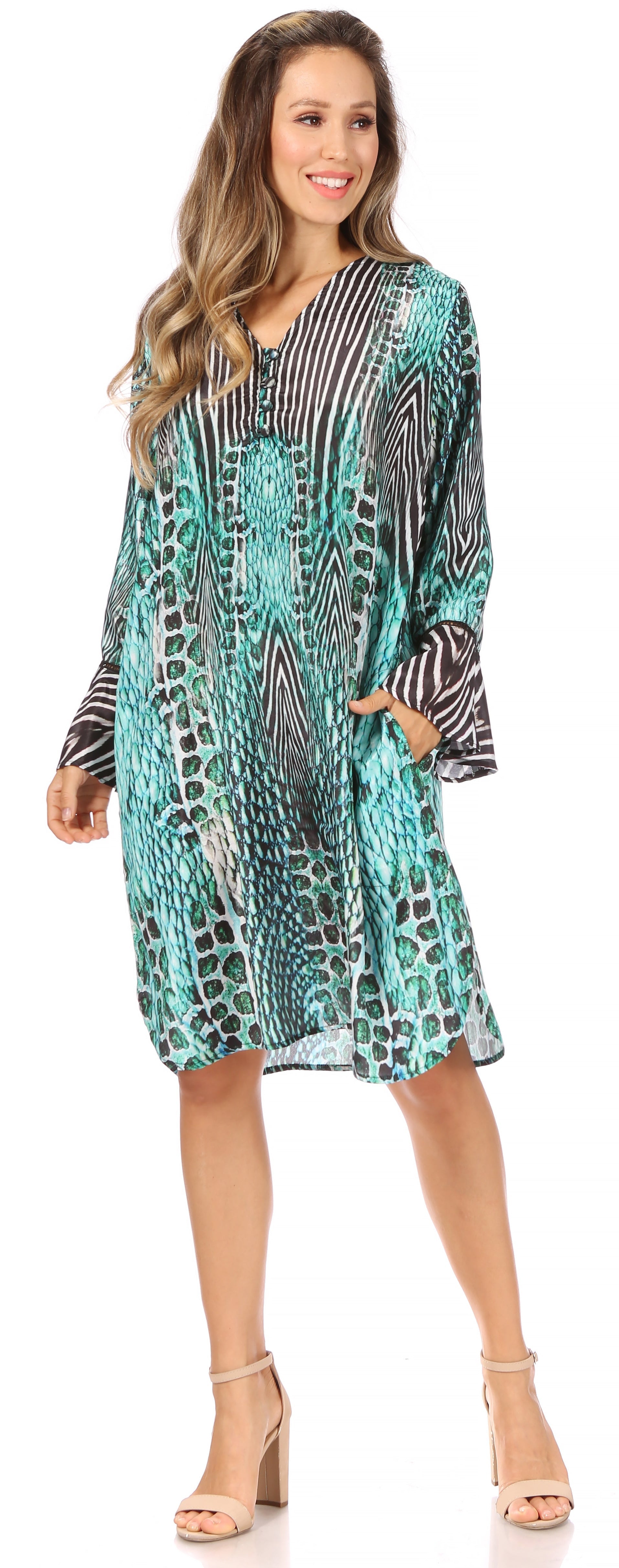 Sakkas Ximena Women's Floral Boho Cocktail Dress Tunic Cover-up V neck Summer - Concordia Style Boutique