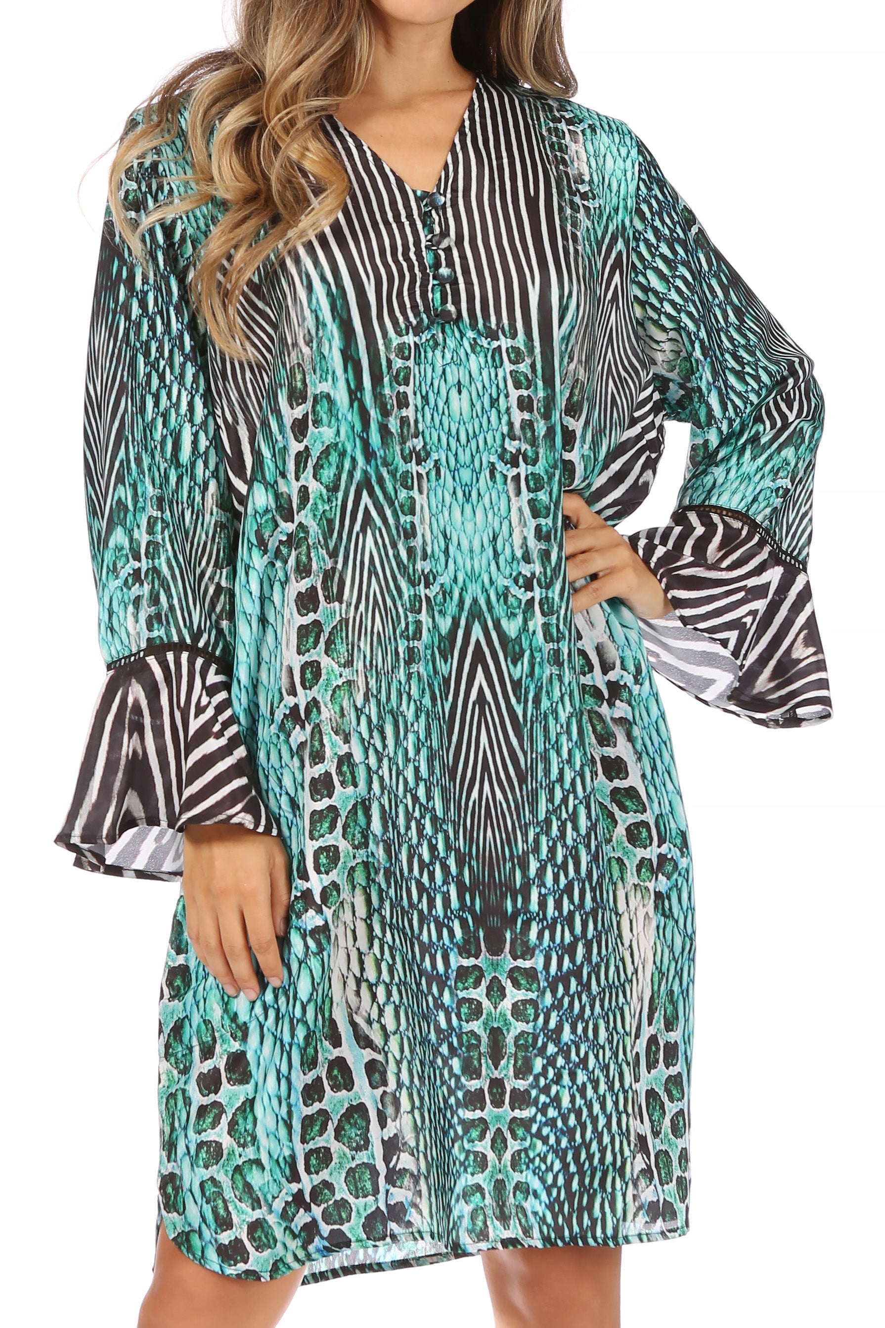 Sakkas Ximena Women's Floral Boho Cocktail Dress Tunic Cover-up V neck Summer - Concordia Style Boutique