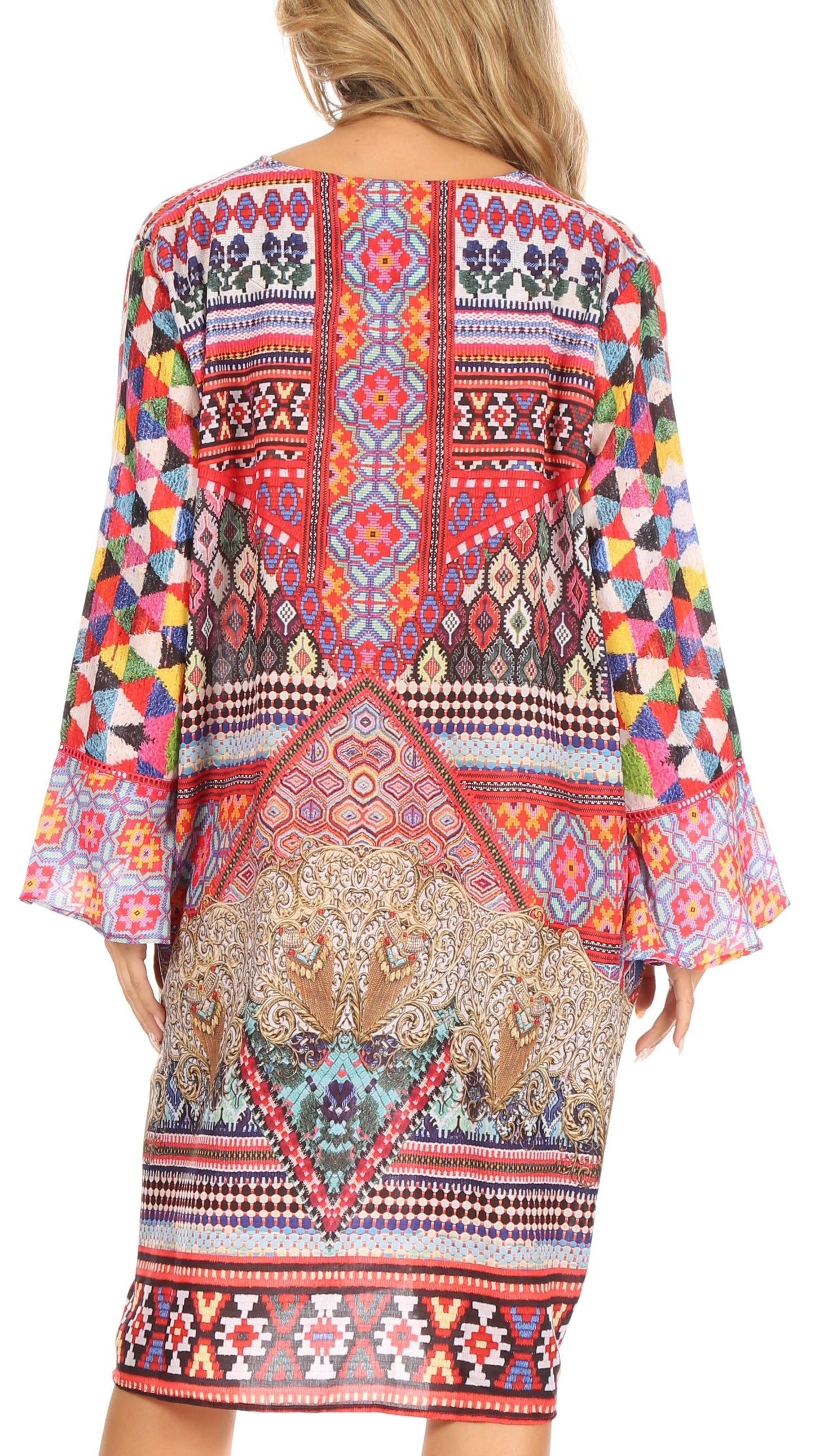 Sakkas Ximena Women's Floral Boho Cocktail Dress Tunic Cover-up V neck Summer - Concordia Style Boutique