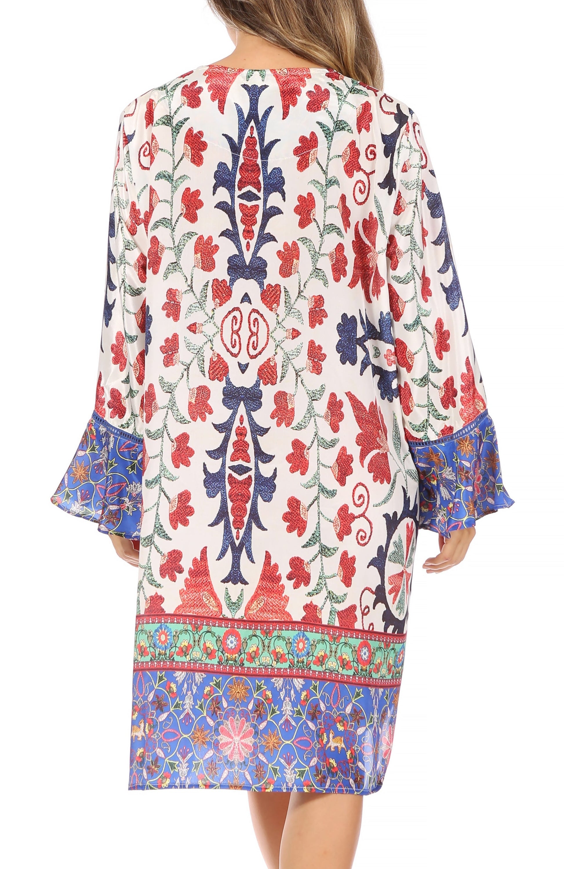 Sakkas Ximena Women's Floral Boho Cocktail Dress Tunic Cover-up V neck Summer - Concordia Style Boutique
