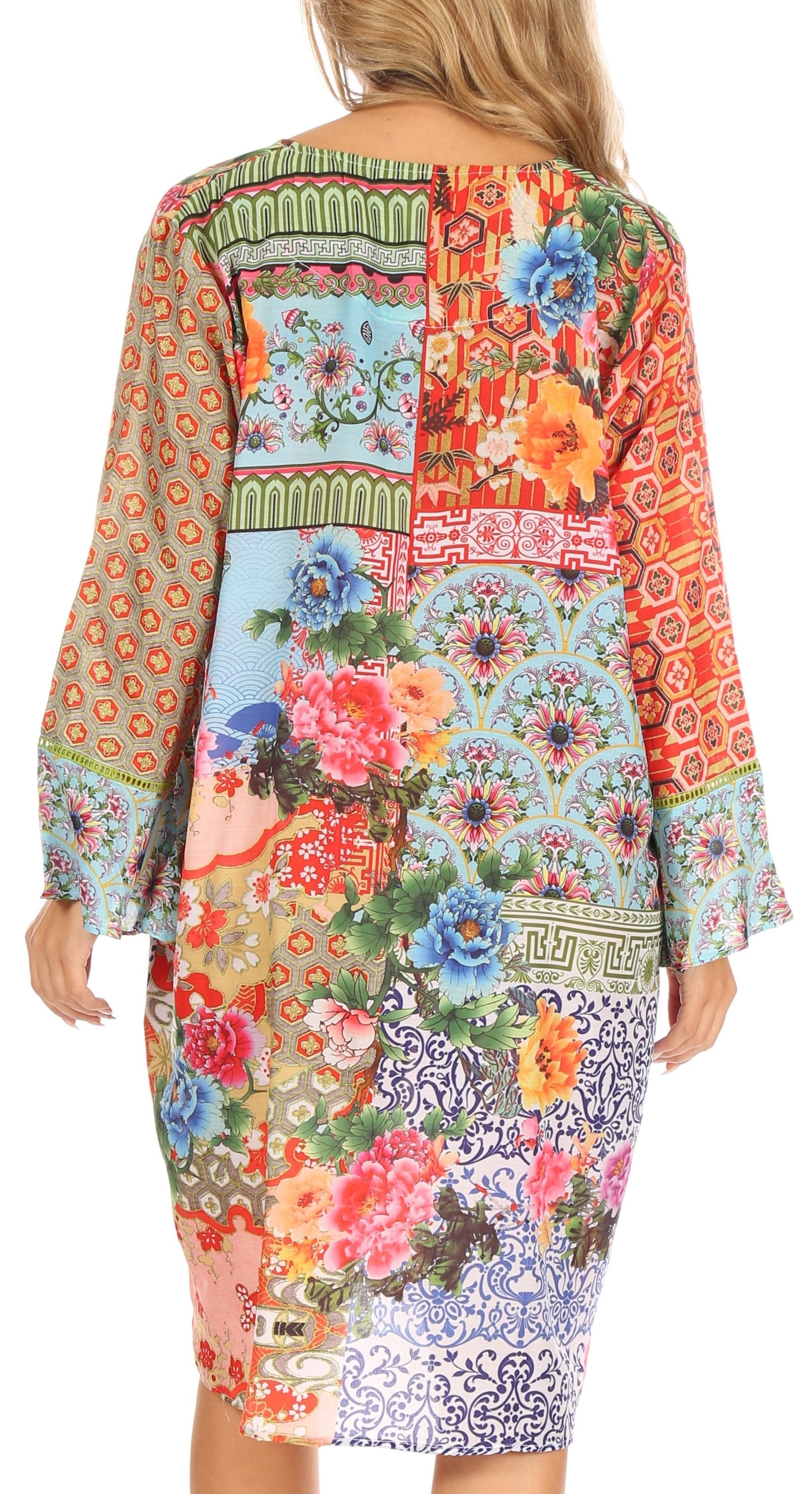 Sakkas Ximena Women's Floral Boho Cocktail Dress Tunic Cover-up V neck Summer - Concordia Style Boutique