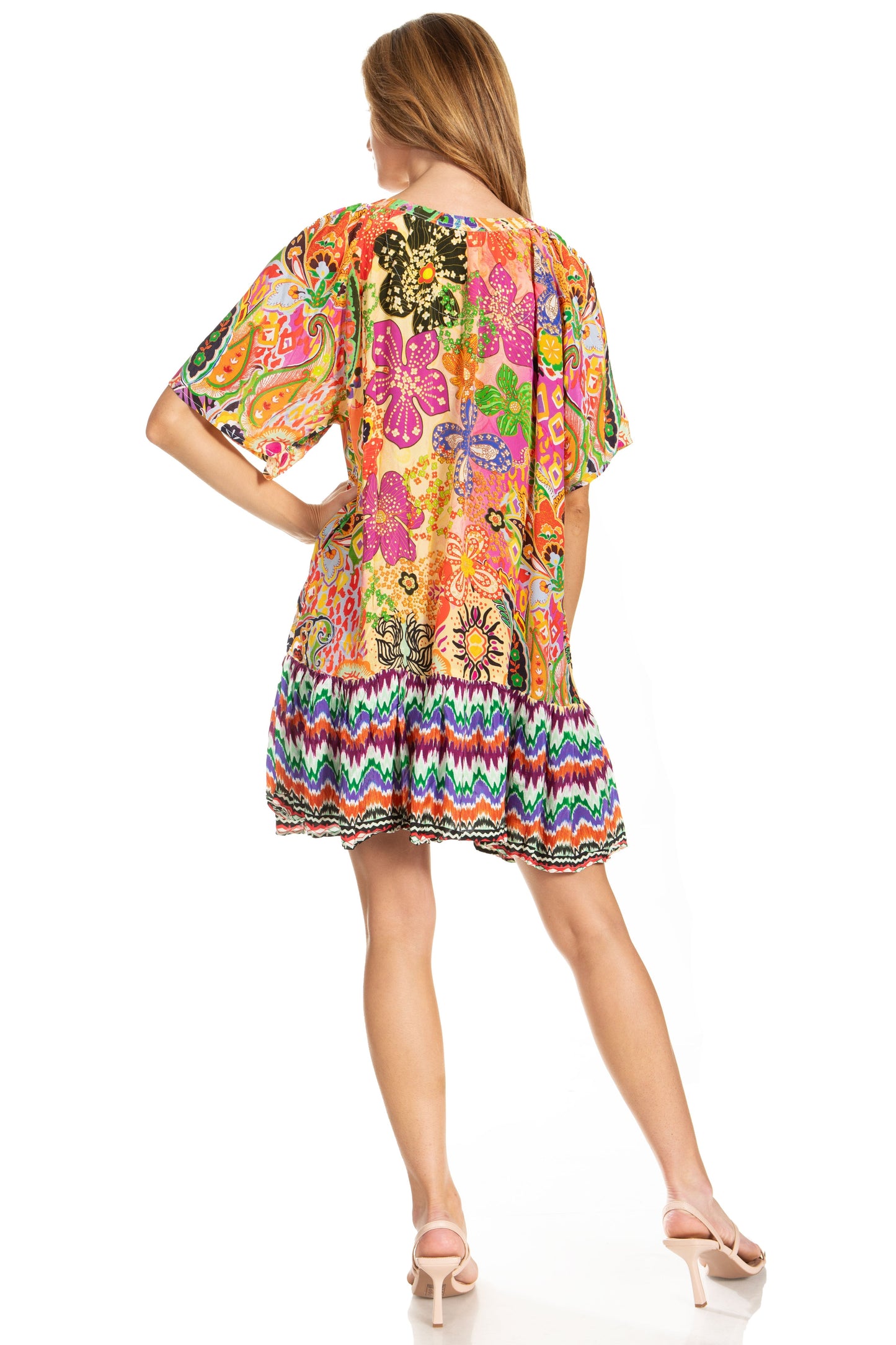 Sakkas Eliza Women's Cocktail Short Sleeve Floral Print Boho Dress Summer Casual - Concordia Style Boutique