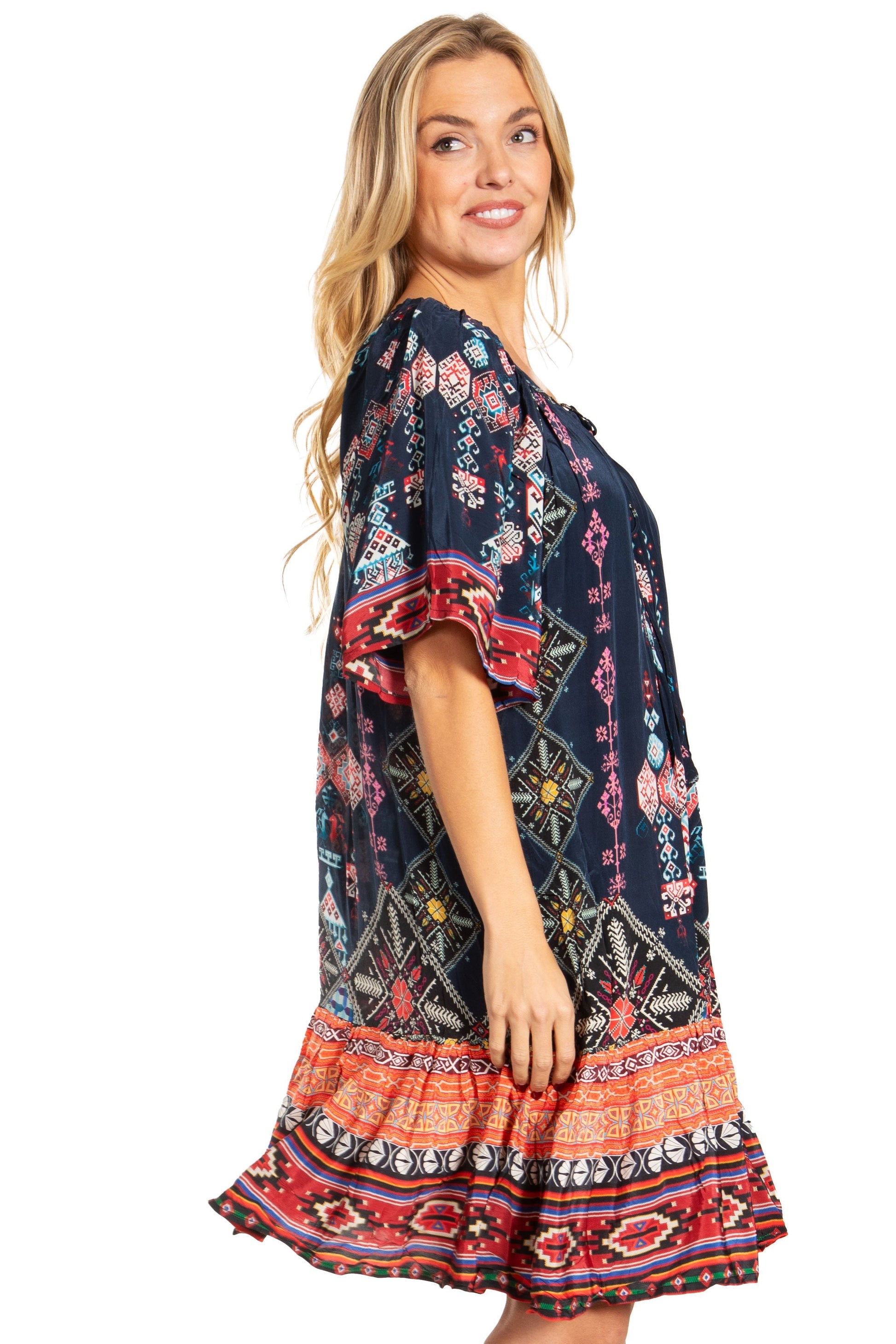 Sakkas Eliza Women's Cocktail Short Sleeve Floral Print Boho Dress Summer Casual - Concordia Style Boutique