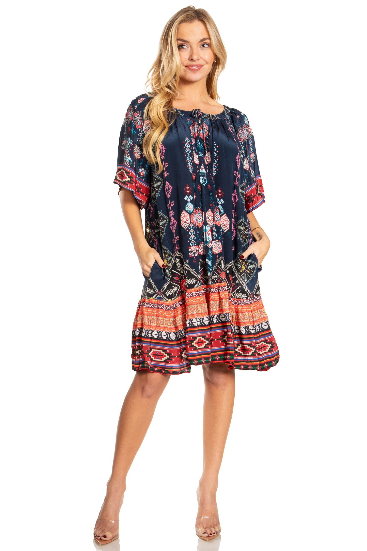 Sakkas Eliza Women's Cocktail Short Sleeve Floral Print Boho Dress Summer Casual - Concordia Style Boutique