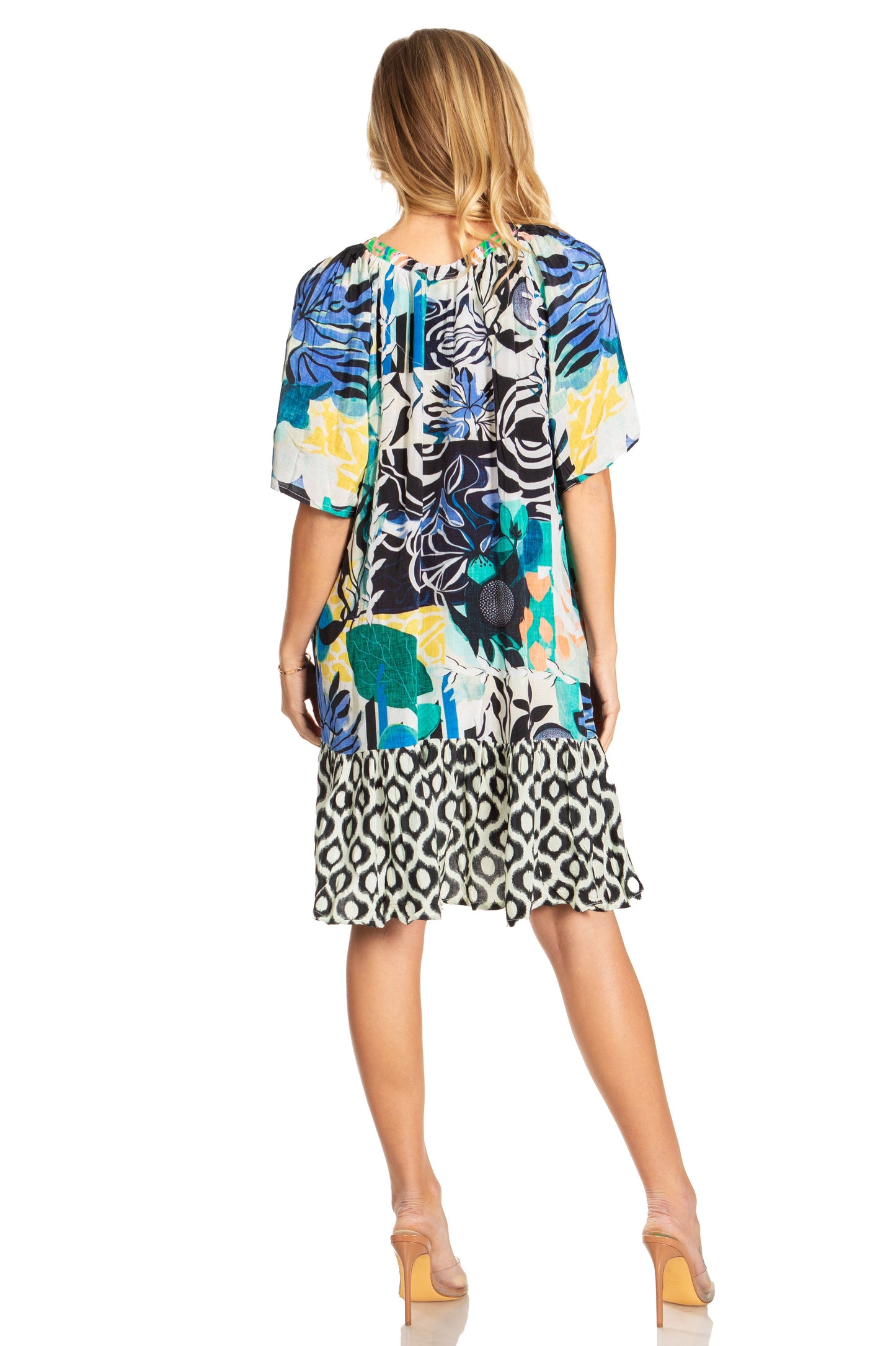 Sakkas Eliza Women's Cocktail Short Sleeve Floral Print Boho Dress Summer Casual - Concordia Style Boutique