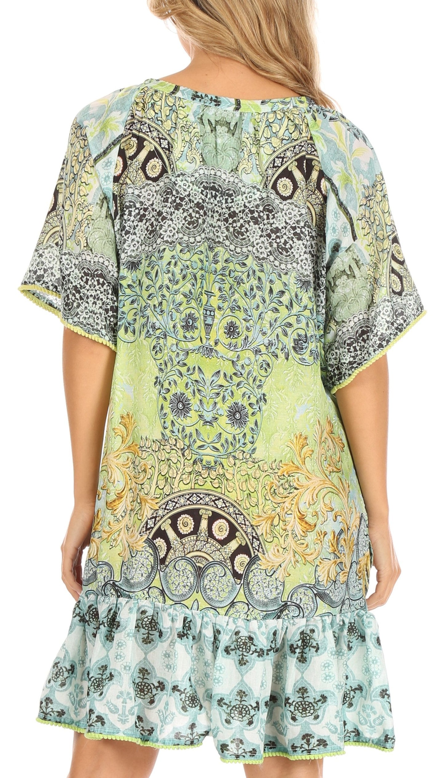 Sakkas Eliza Women's Cocktail Short Sleeve Floral Print Boho Dress Summer Casual - Concordia Style Boutique