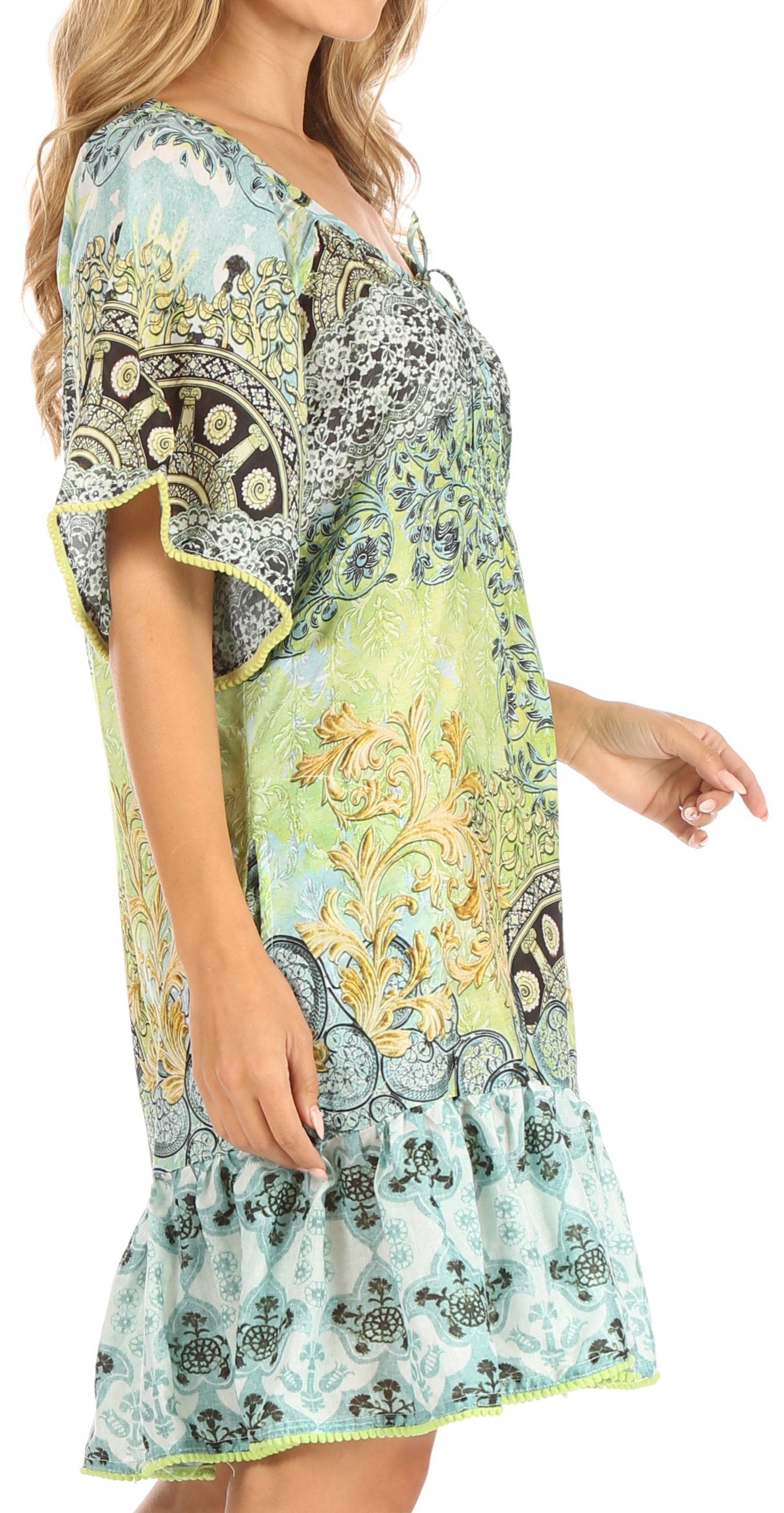 Sakkas Eliza Women's Cocktail Short Sleeve Floral Print Boho Dress Summer Casual - Concordia Style Boutique