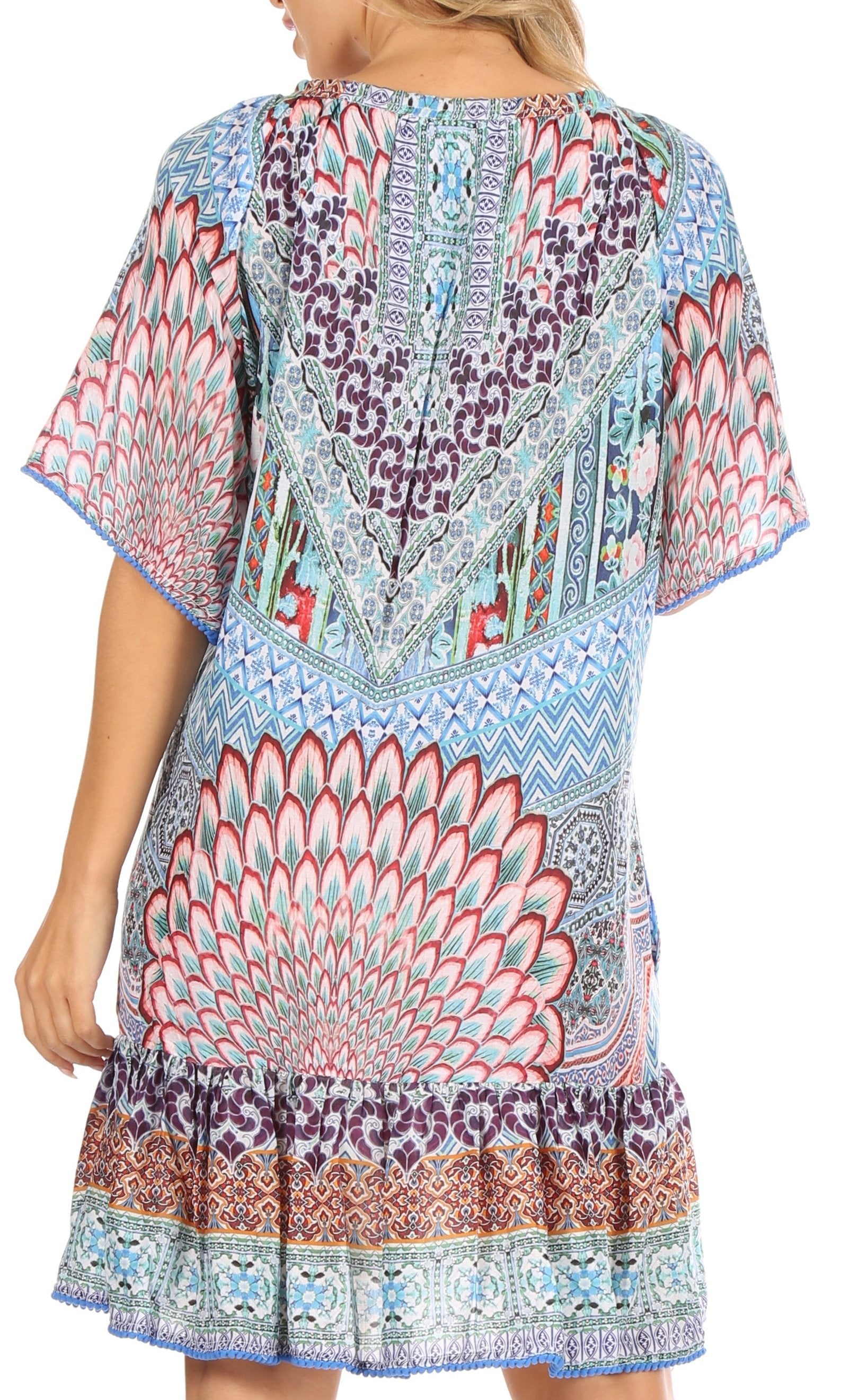Sakkas Eliza Women's Cocktail Short Sleeve Floral Print Boho Dress Summer Casual - Concordia Style Boutique
