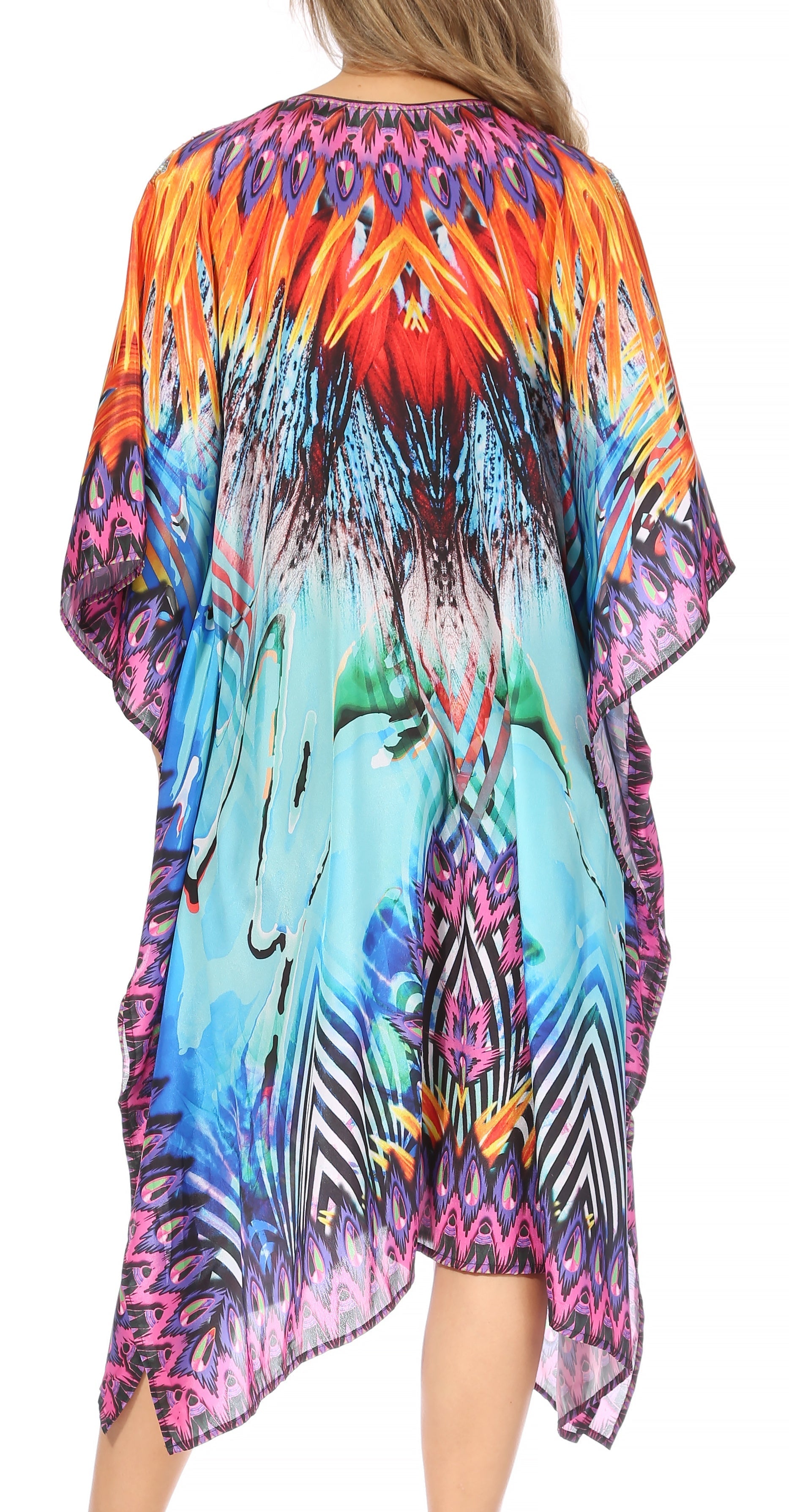 Sakkas Kristy Long Tall Lightweight Caftan Dress / Cover Up With V-Neck Jewels - Concordia Style Boutique