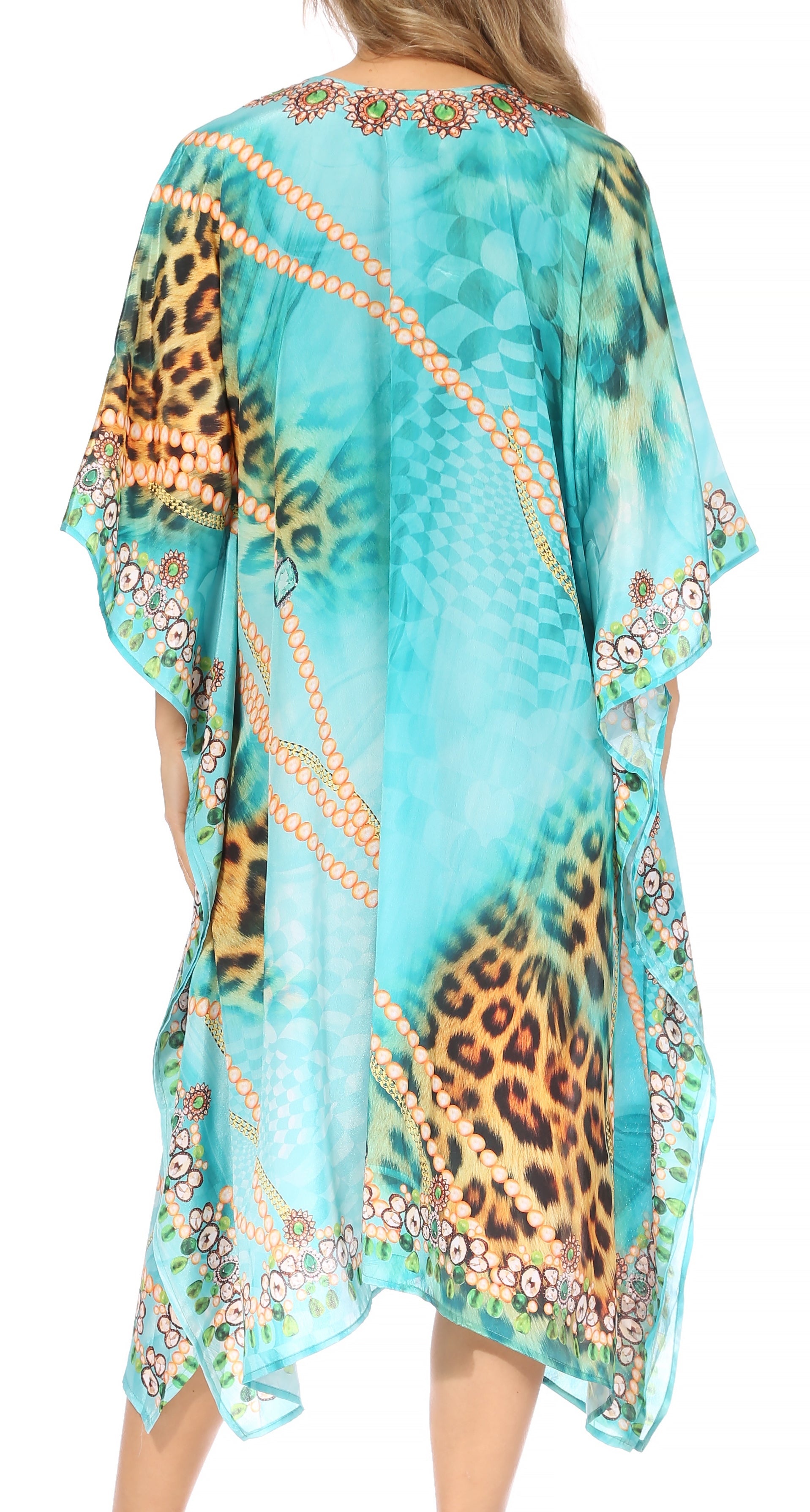 Sakkas Kristy Long Tall Lightweight Caftan Dress / Cover Up With V-Neck Jewels - Concordia Style Boutique