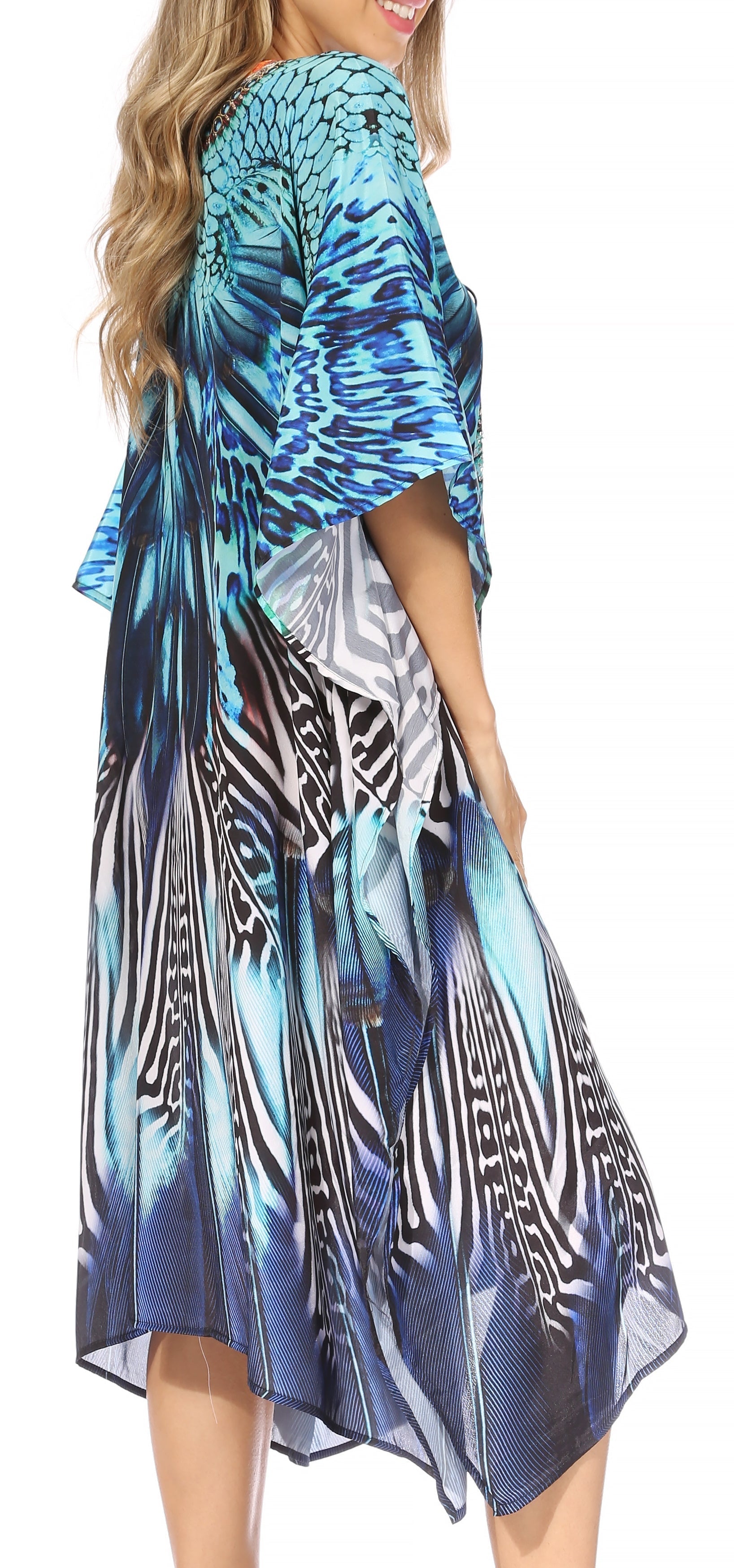 Sakkas Kristy Long Tall Lightweight Caftan Dress / Cover Up With V-Neck Jewels - Concordia Style Boutique