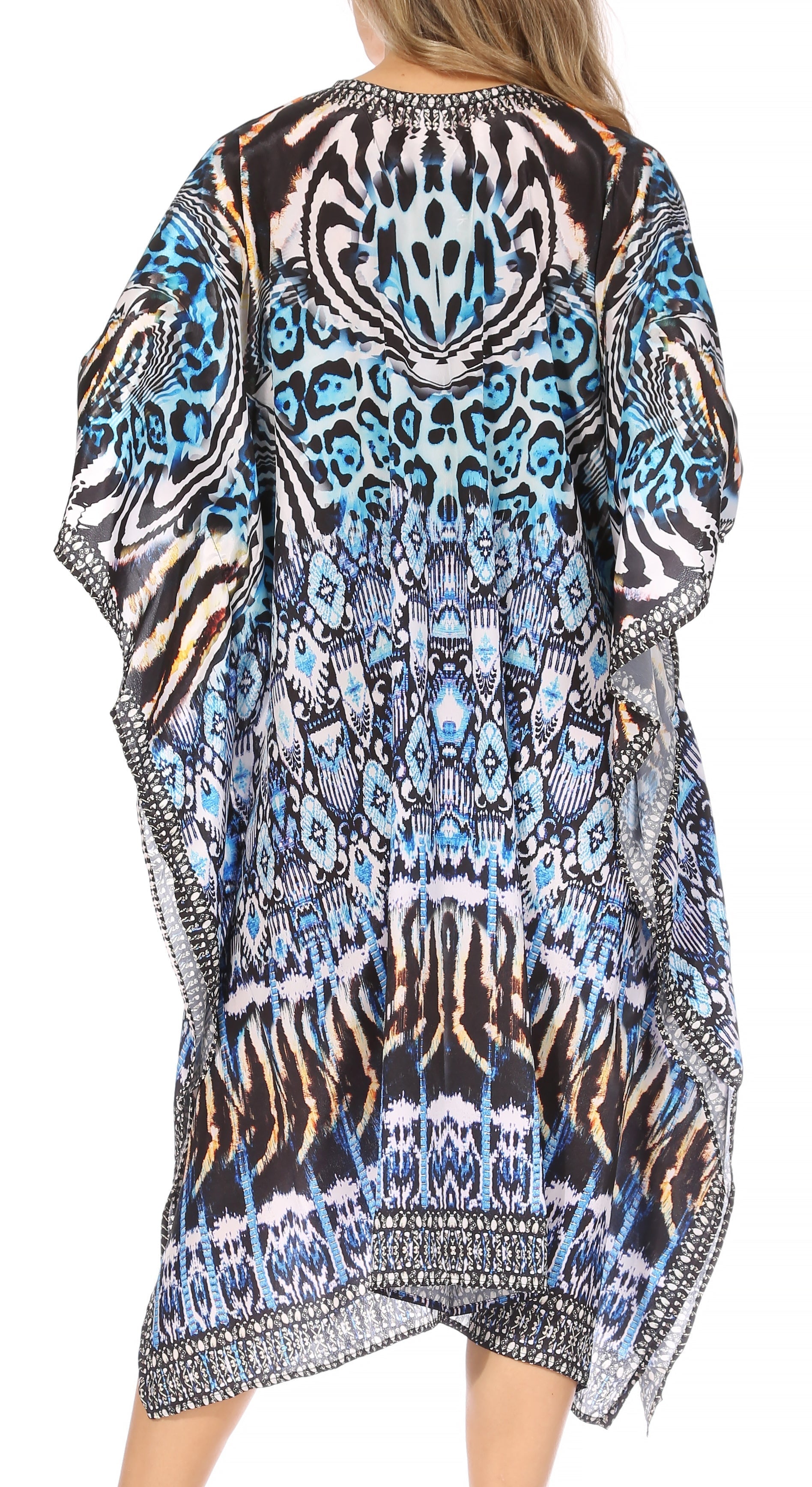 Sakkas Kristy Long Tall Lightweight Caftan Dress / Cover Up With V-Neck Jewels - Concordia Style Boutique